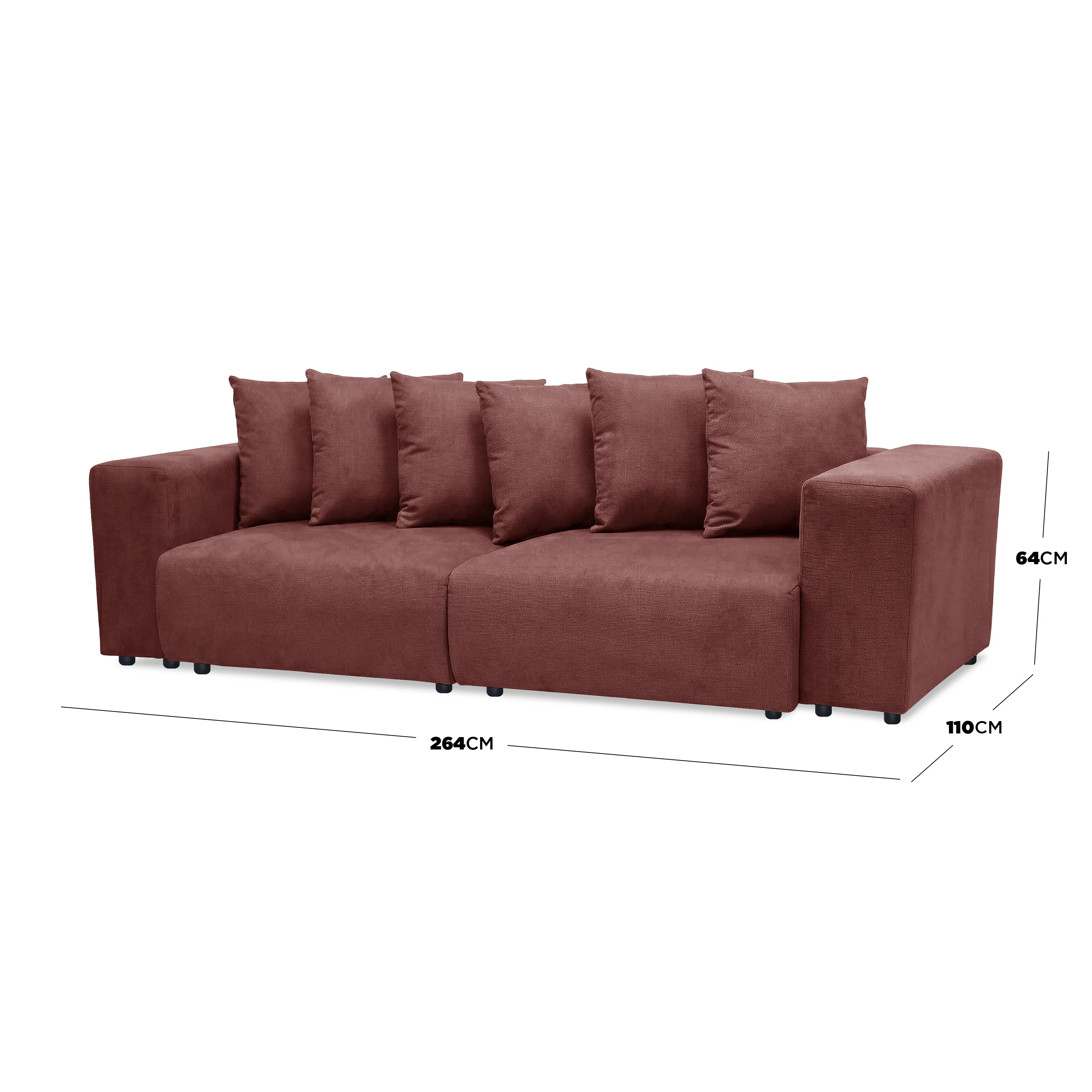 Ravo Slipcover 3 Seater Modular Sofa Set in Dusty Rose - Image 3