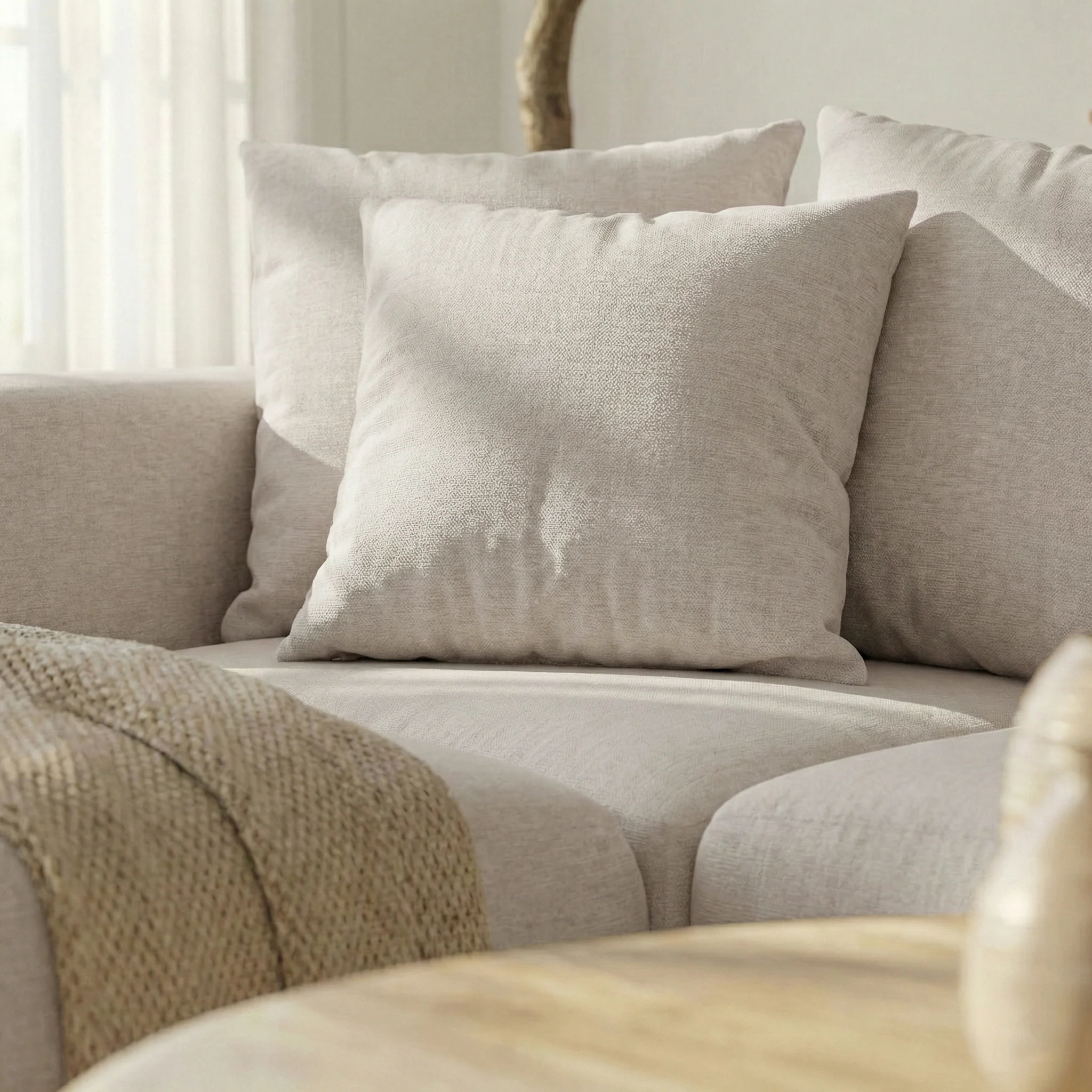 Ravo Slipcover 3 Seater Modular Sofa Set in Light Beige - Image 6