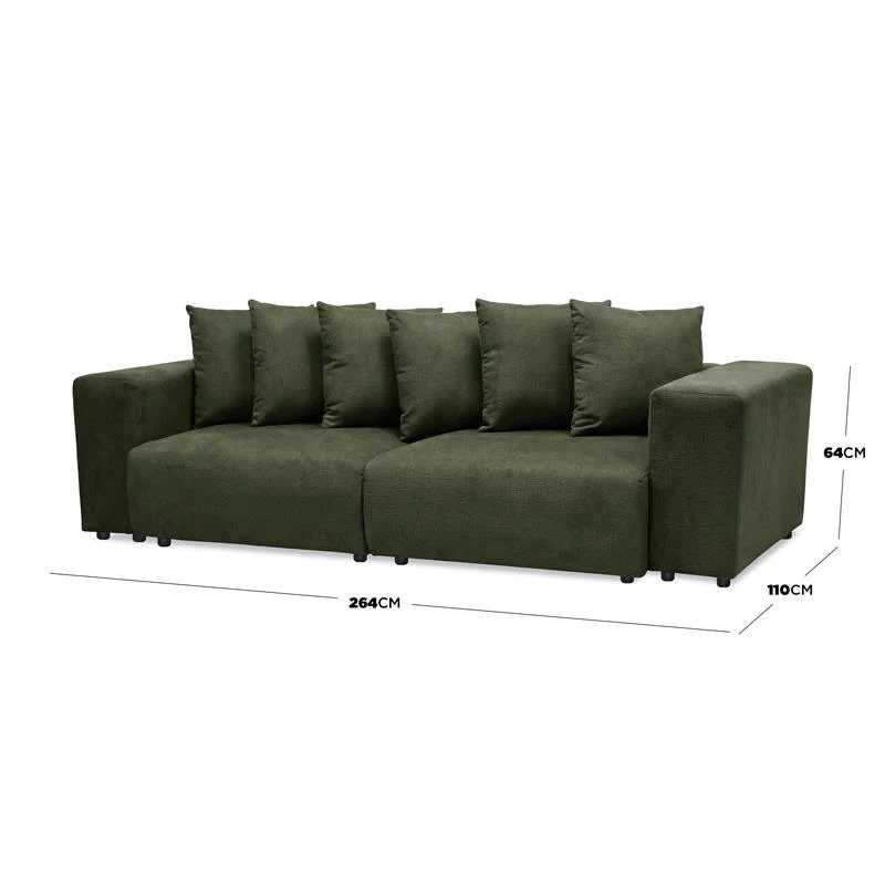 Ravo Slipcover 3 Seater Modular Sofa Set in Olive Green - Image 3