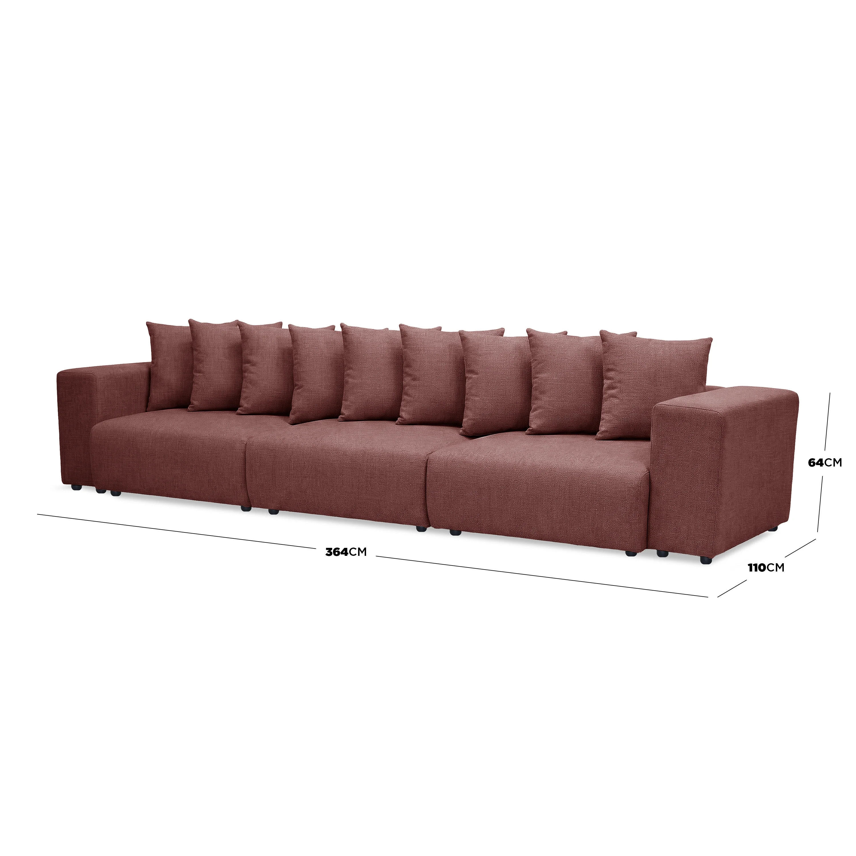 Ravo Slipcover 4 Seater Modular Sofa Set in Dusty Rose - Image 3