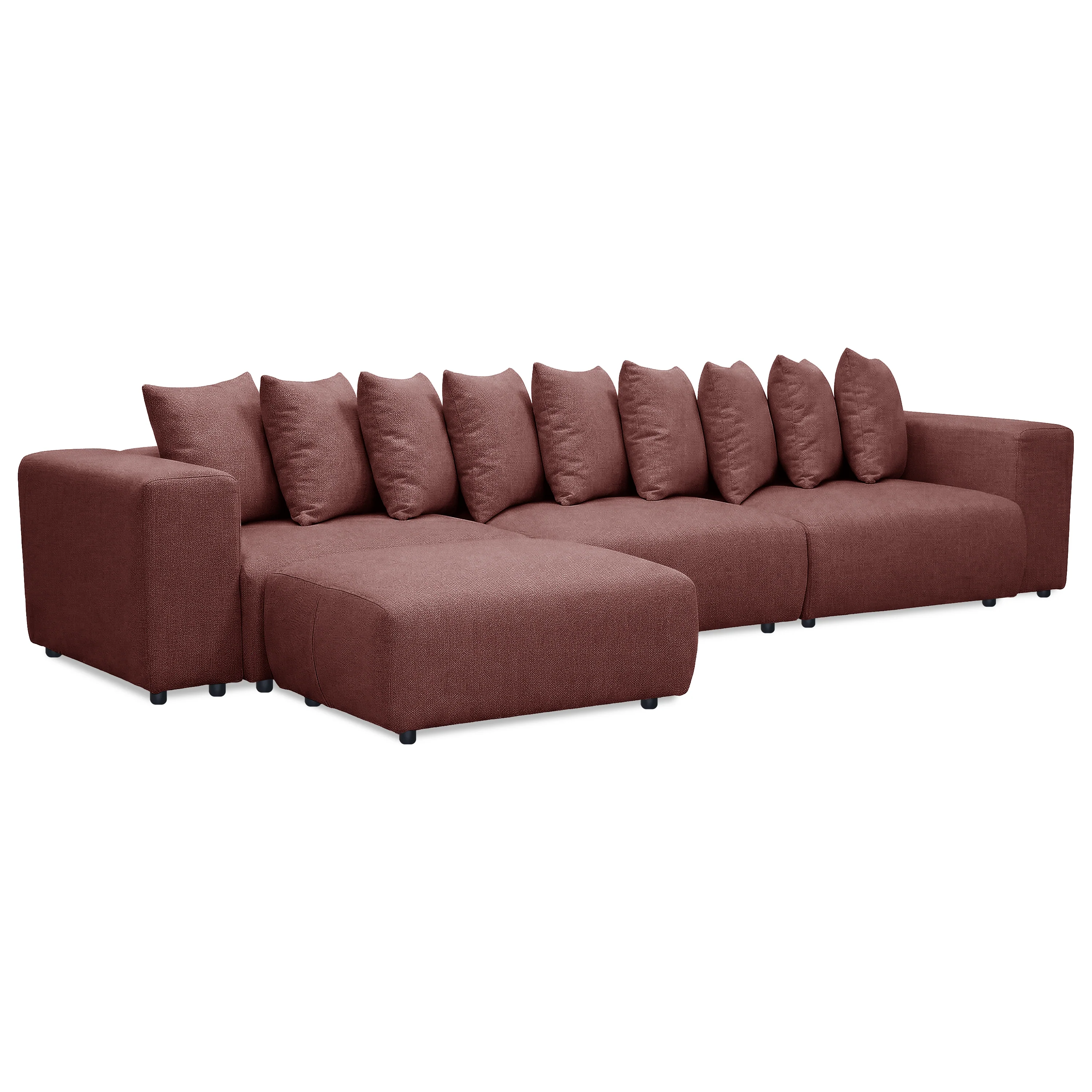 Ravo Slipcover 4 Seater Modular Sofa Set with Ottoman in Dusty Rose - Image 10