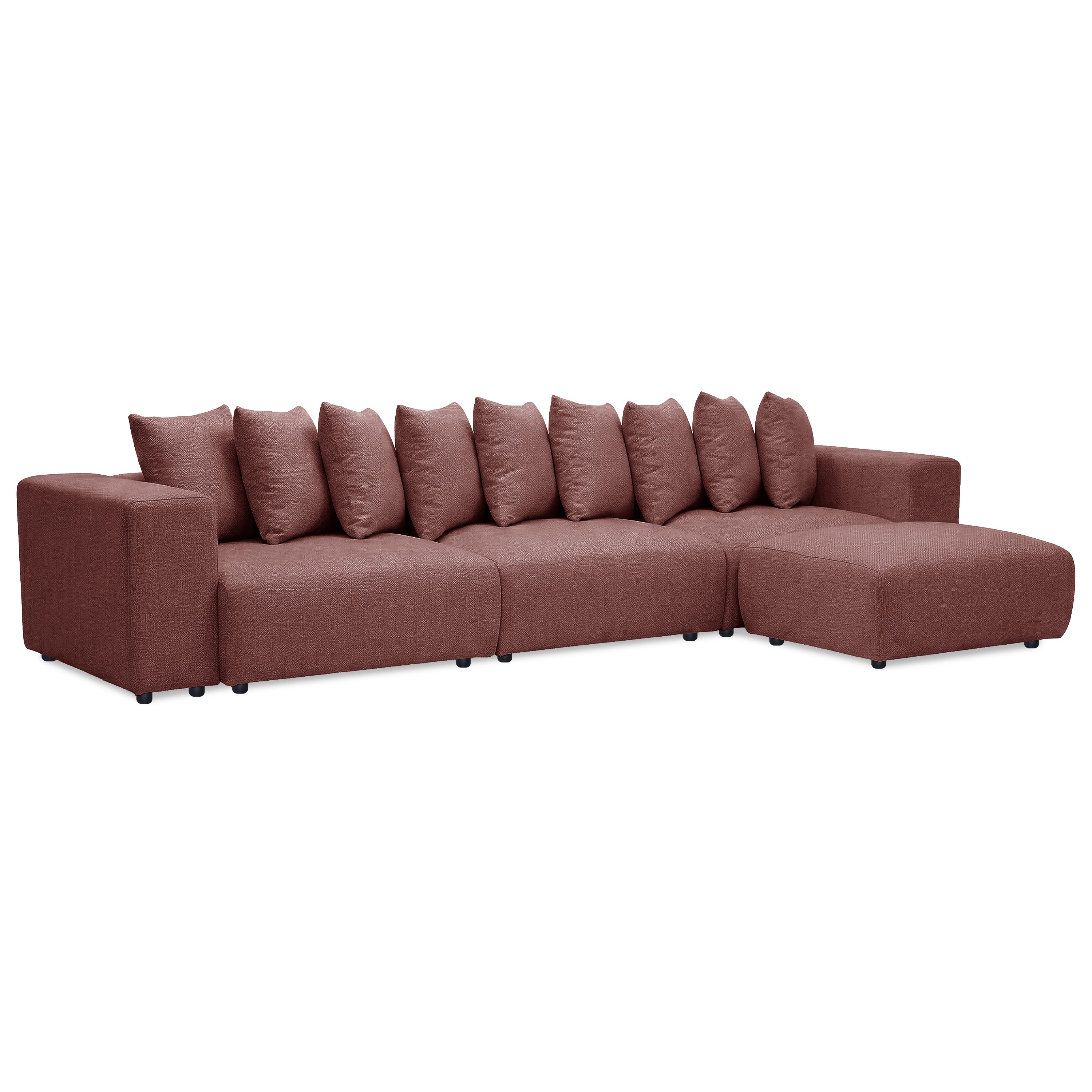 Ravo Slipcover 4 Seater Modular Sofa Set with Ottoman in Dusty Rose - Image 8