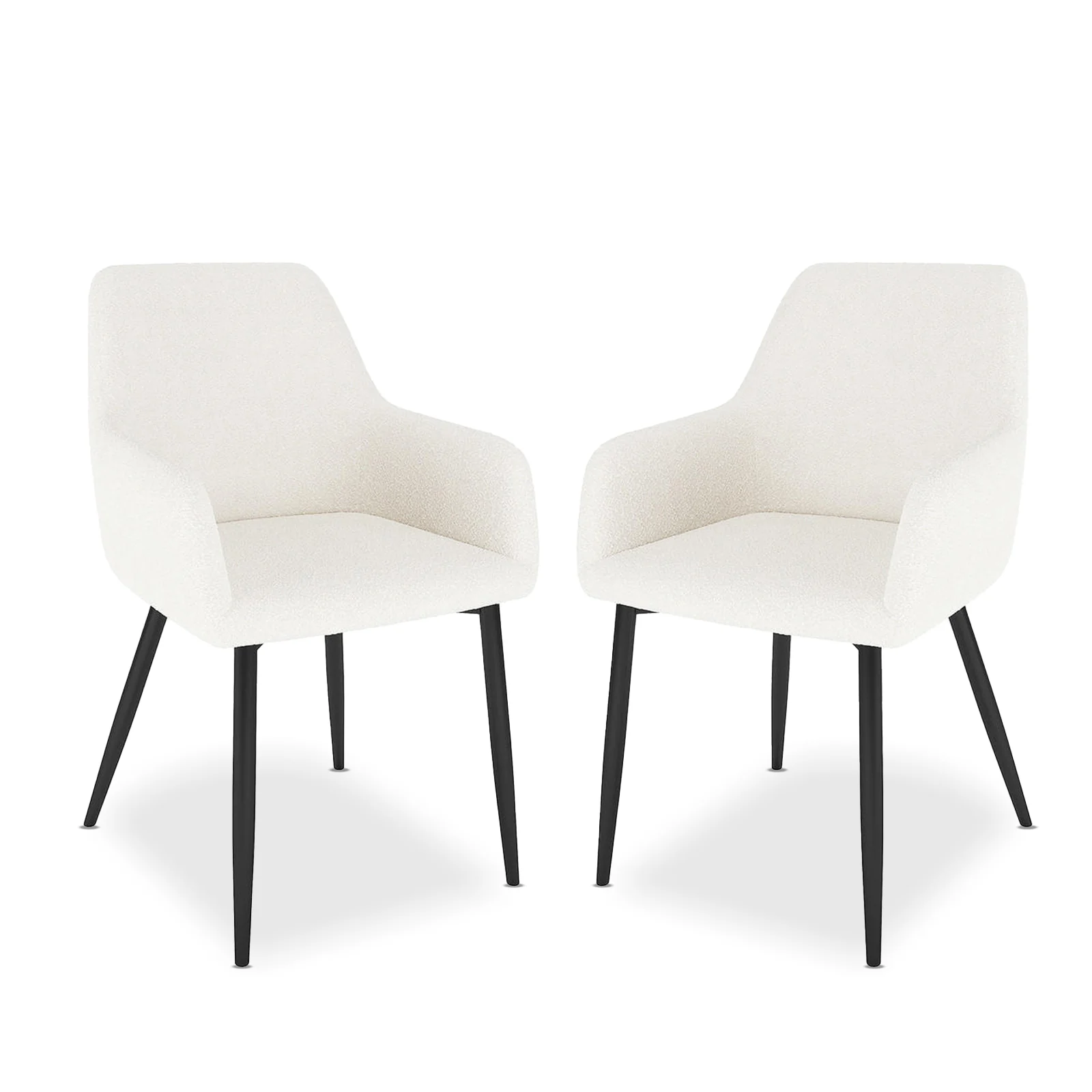 Raynie Boucle Dining Chair Set of 2 in Cream White