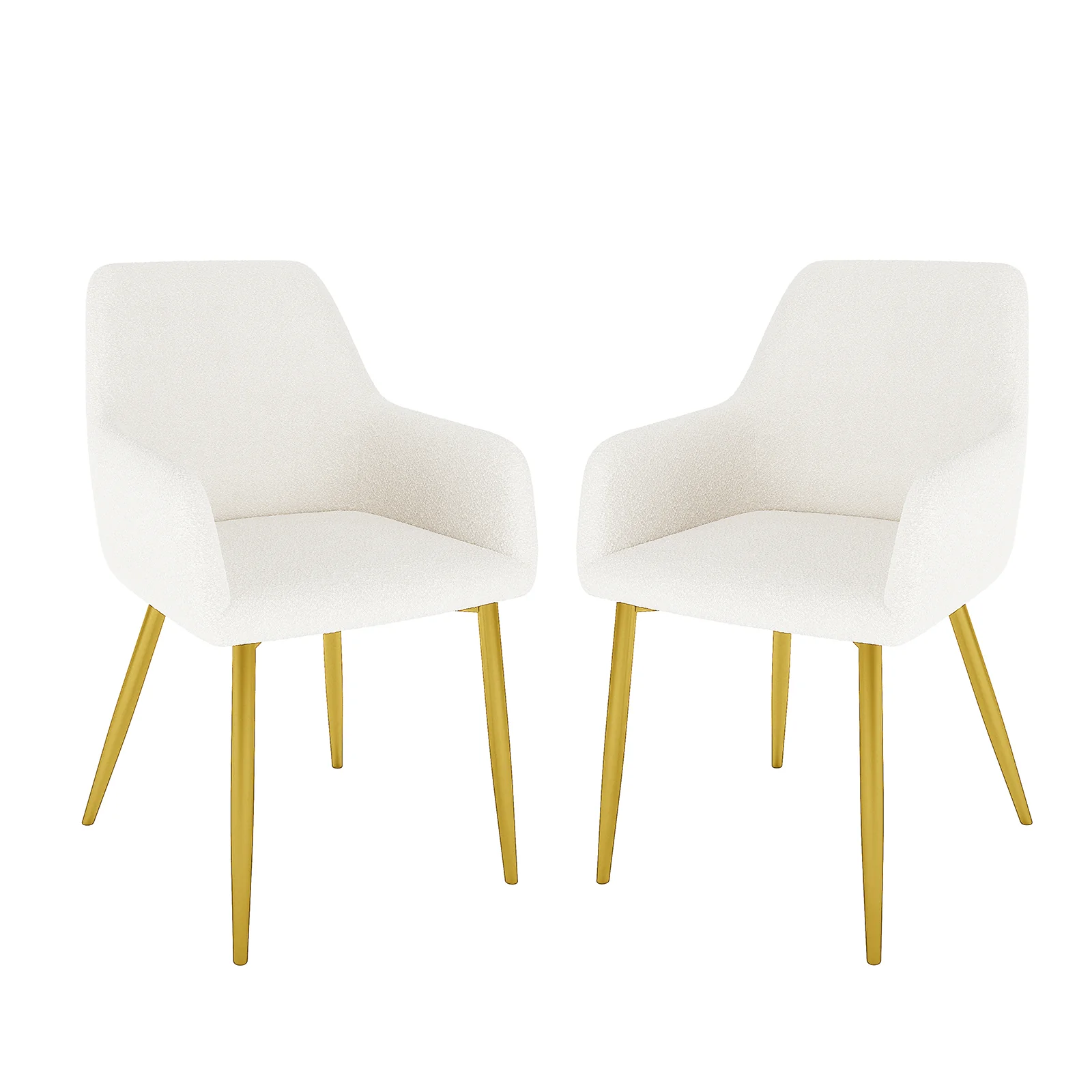 Raynie Dining Chairs with Gold Legs Set of 2 in Cream White