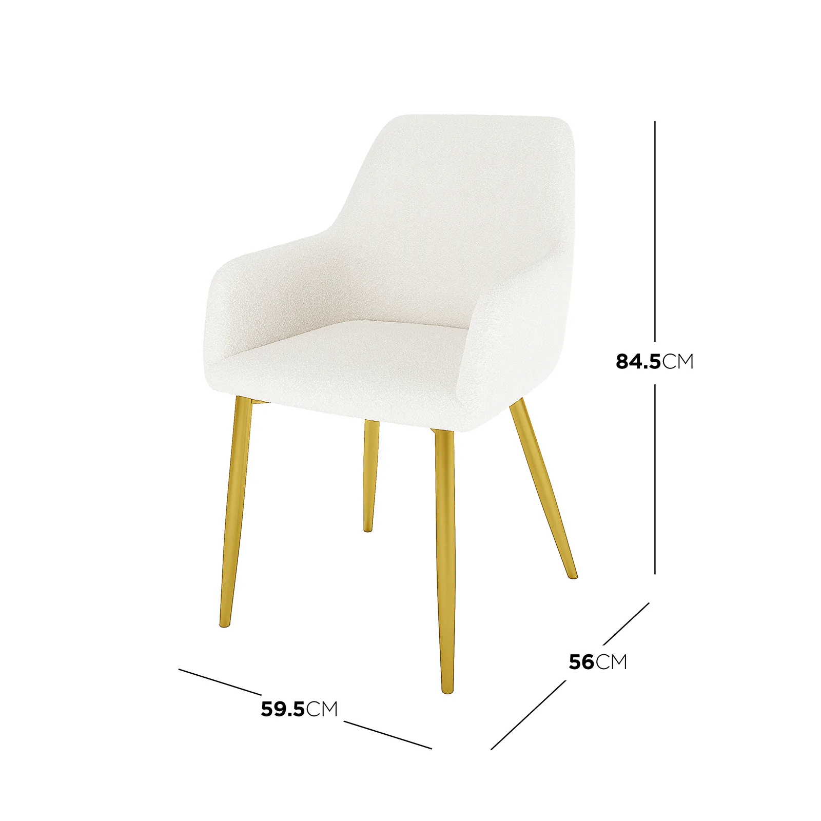 Raynie Dining Chairs with Gold Legs Set of 2 in Cream White - Image 3