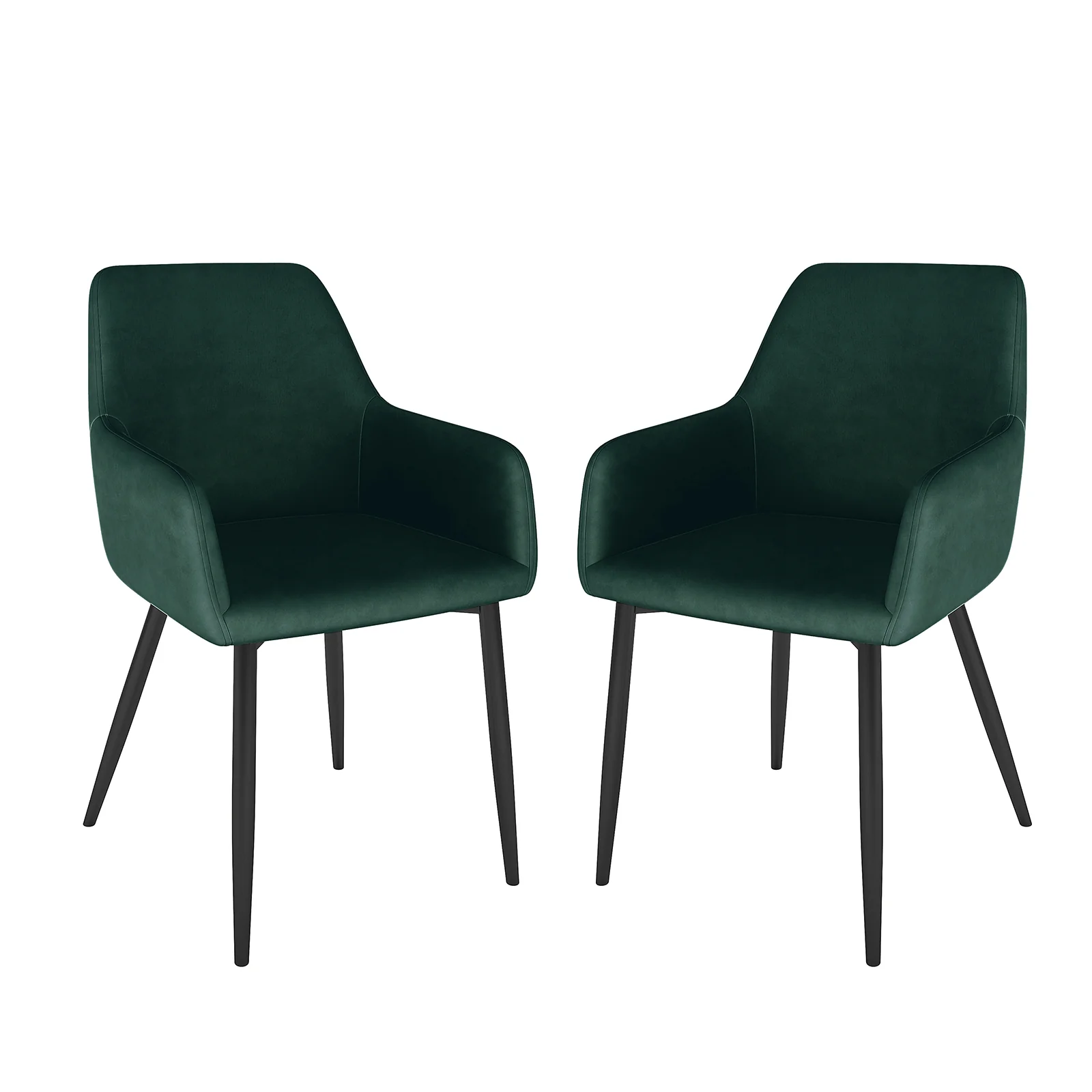 Raynie Velvet Dining Chair Set of 2 in Deep Green