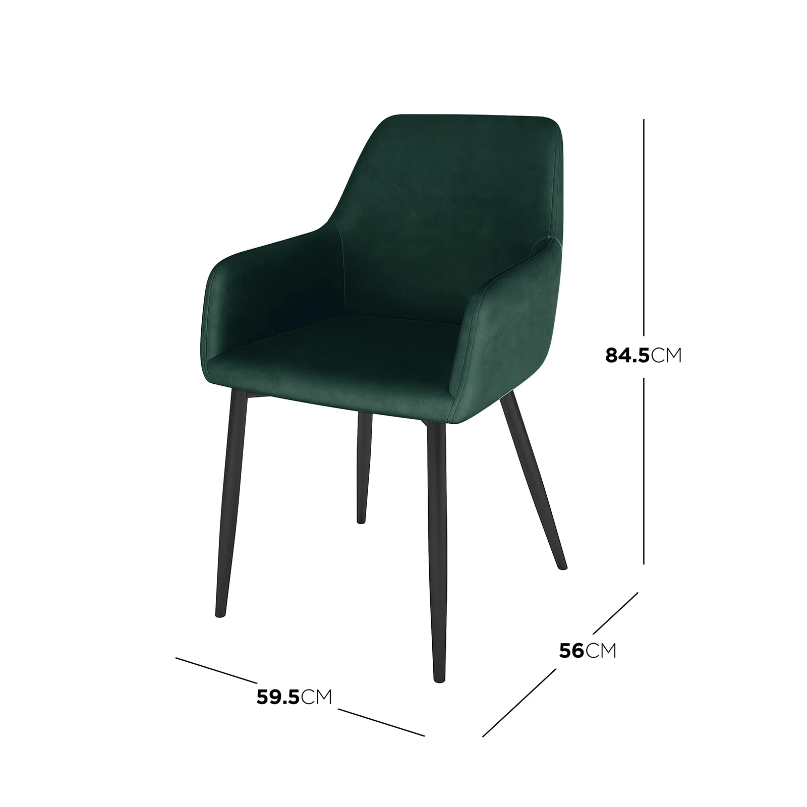 Raynie Velvet Dining Chair Set of 2 in Deep Green - Image 3