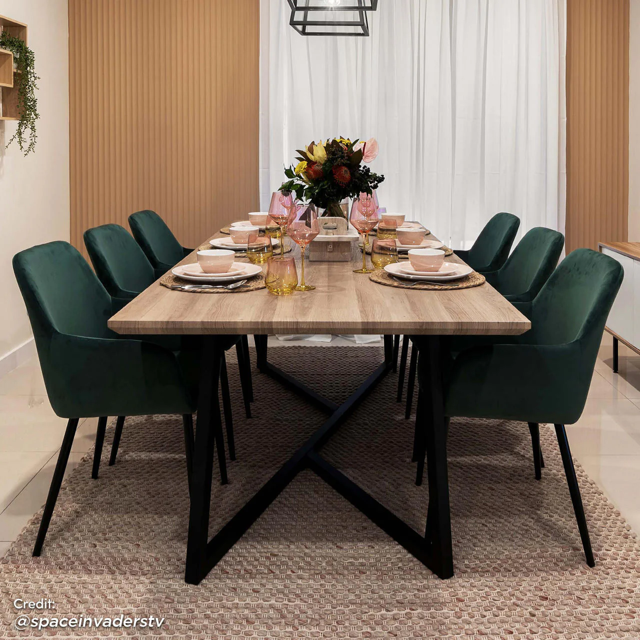Raynie Velvet Dining Chair Set of 2 in Deep Green - Image 6