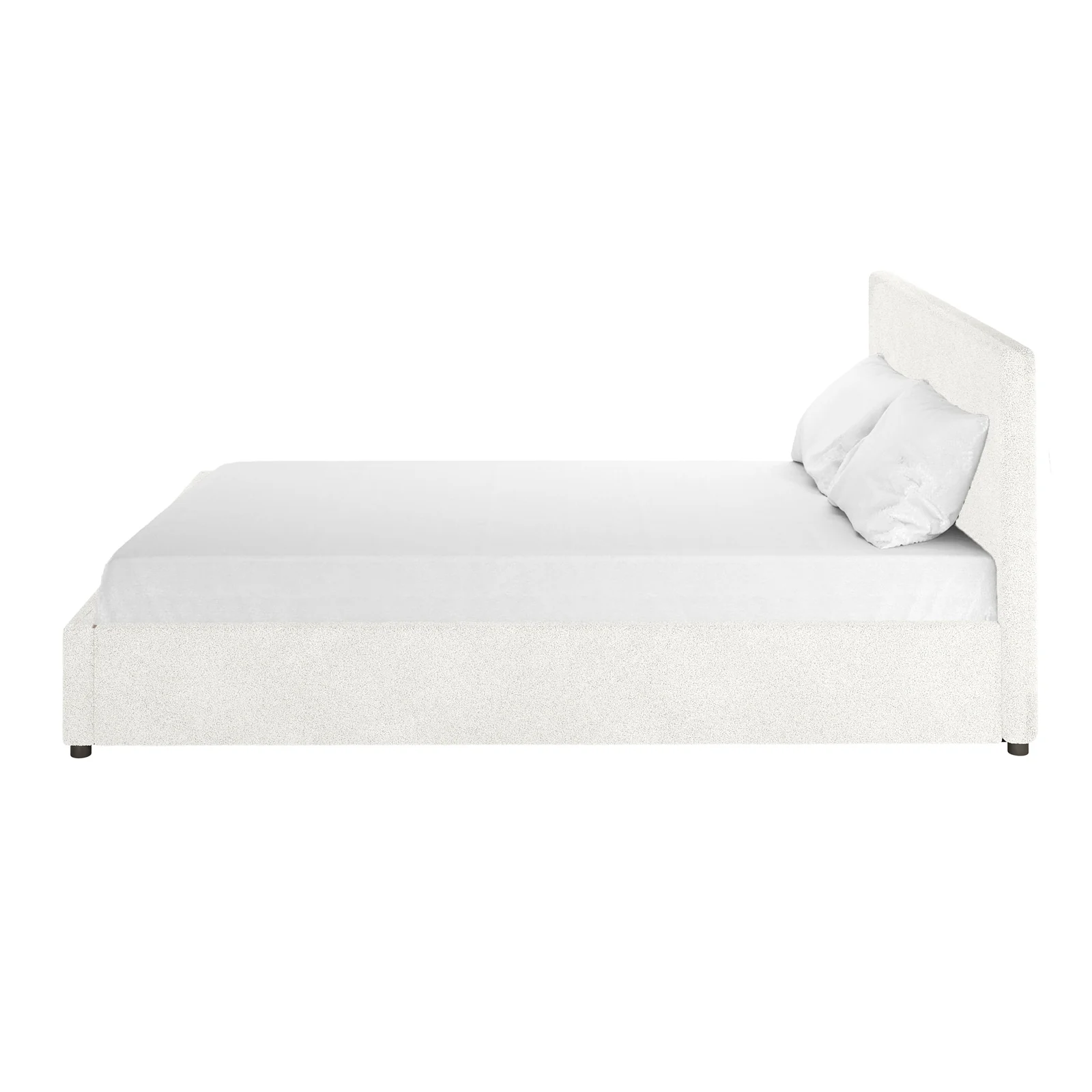 Renata Queen Boucle Gas Lift Bed Frame in Cream White - Image 7
