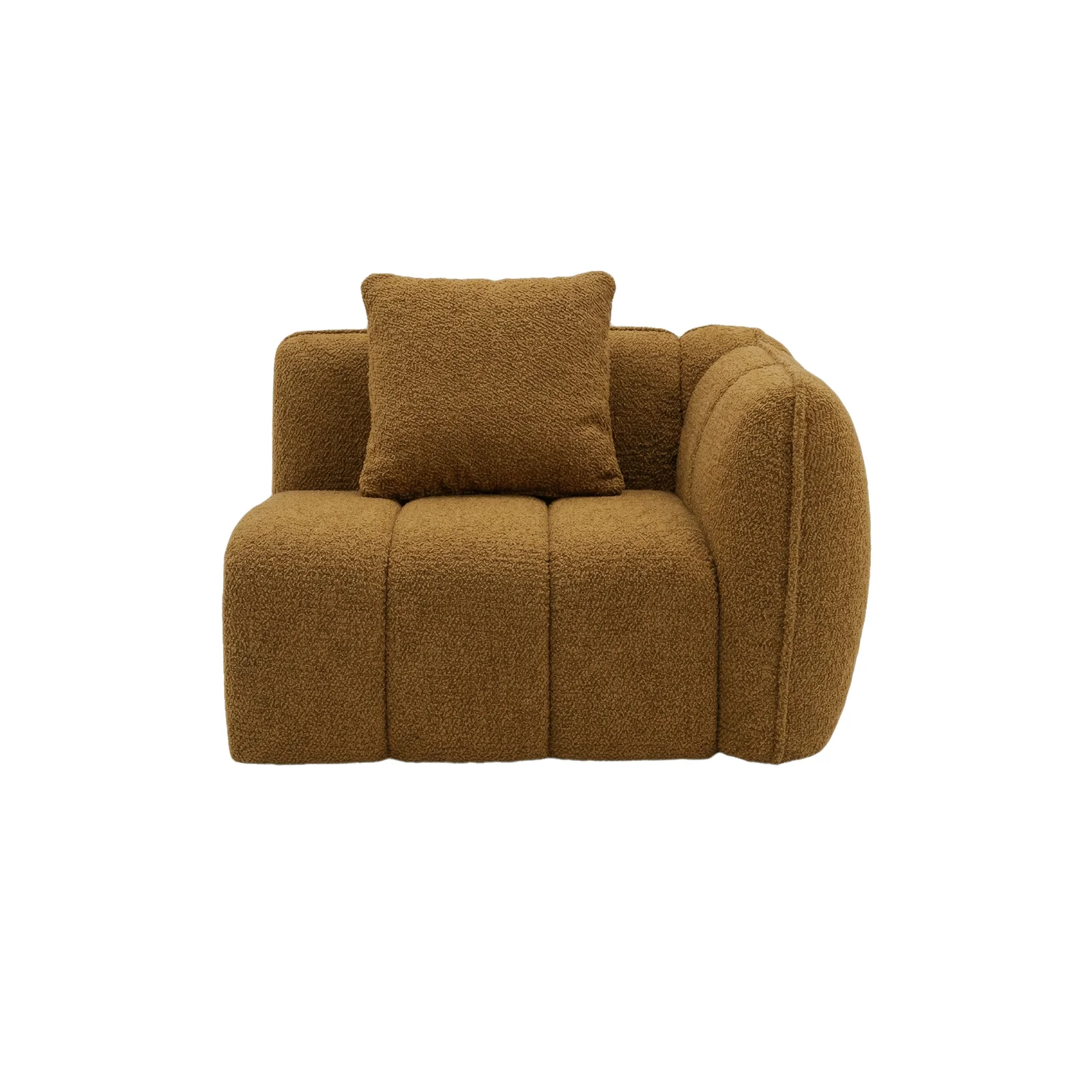 Rendon 3 Seater Boucle Sofa in Mustard Brown - Image 10