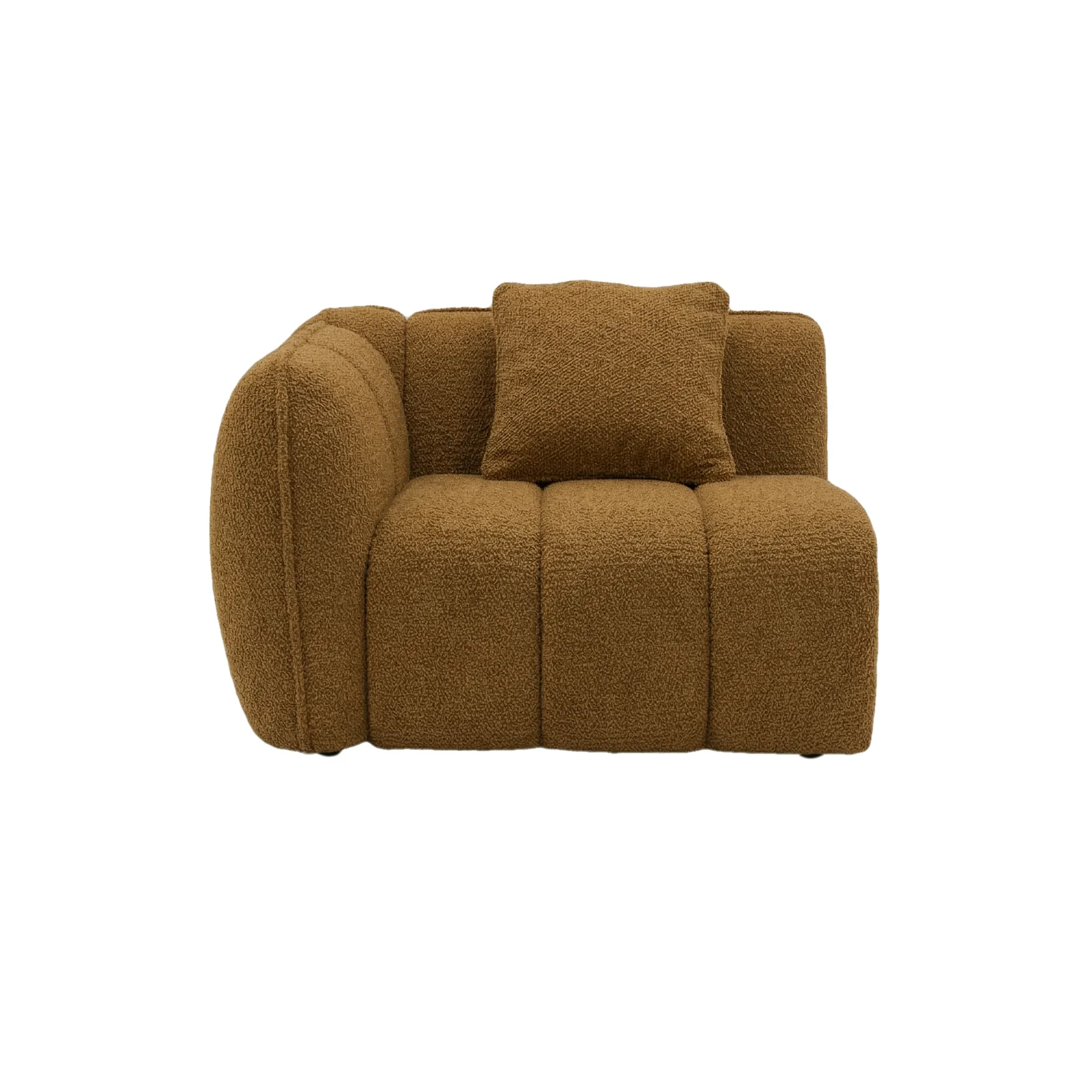 Rendon 3 Seater Boucle Sofa in Mustard Brown - Image 12