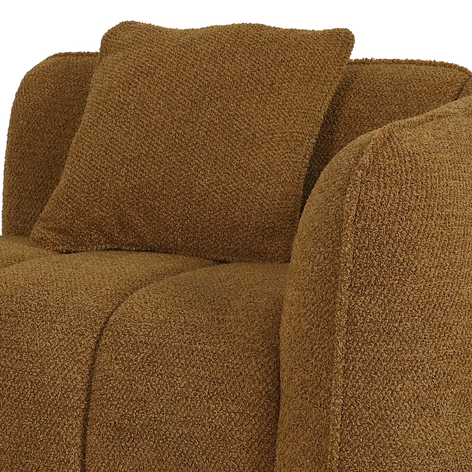 Rendon 3 Seater Boucle Sofa in Mustard Brown - Image 4