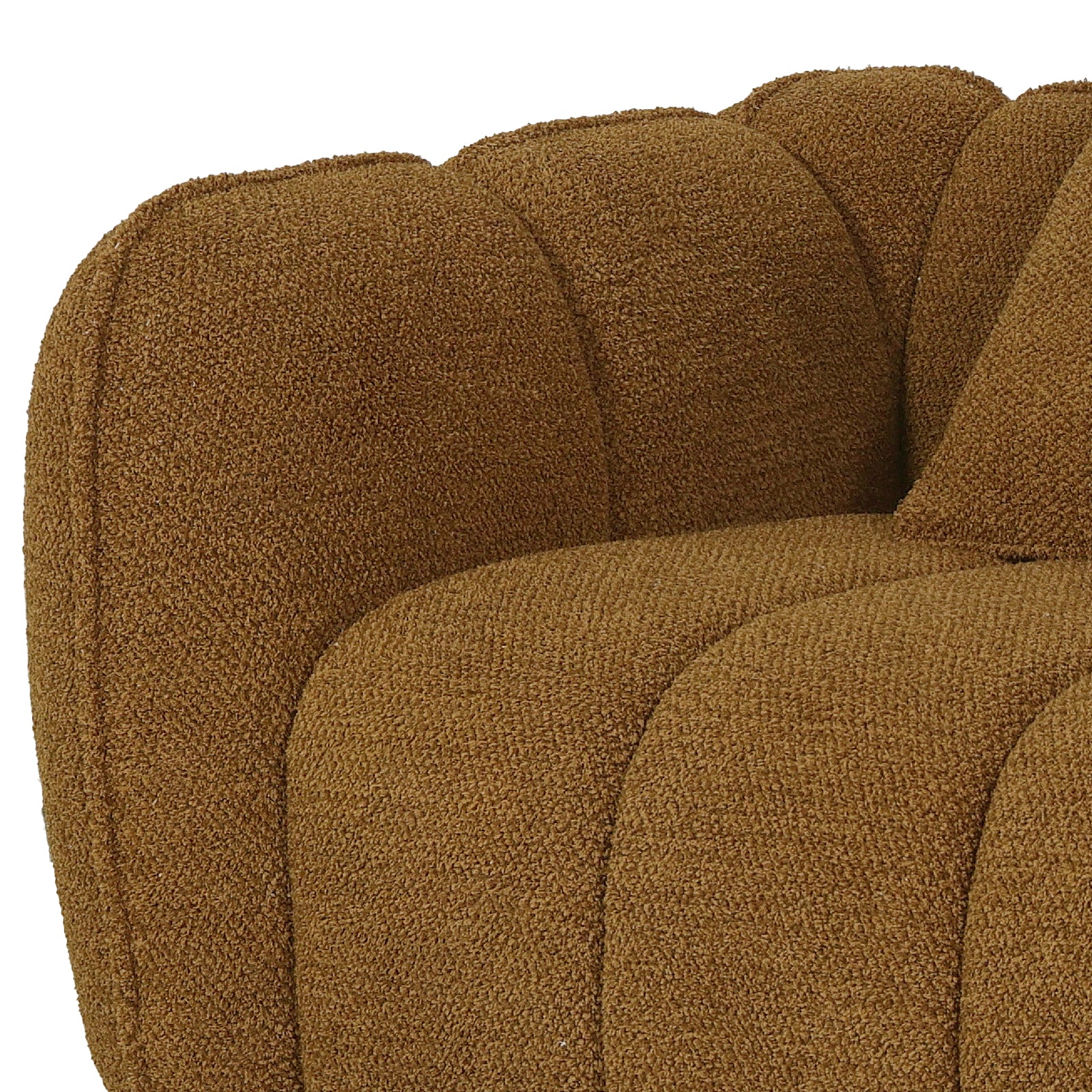 Rendon 3 Seater Boucle Sofa in Mustard Brown - Image 5