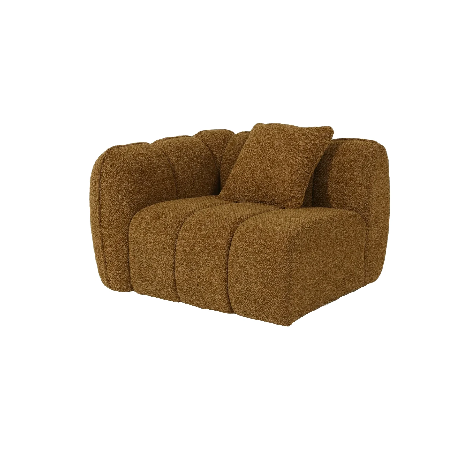 Rendon 3 Seater Boucle Sofa in Mustard Brown - Image 8