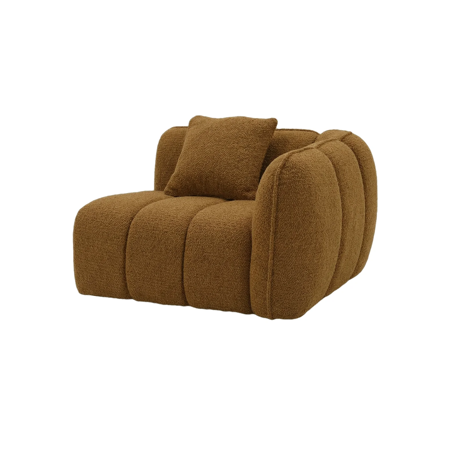 Rendon 3 Seater Boucle Sofa in Mustard Brown - Image 9
