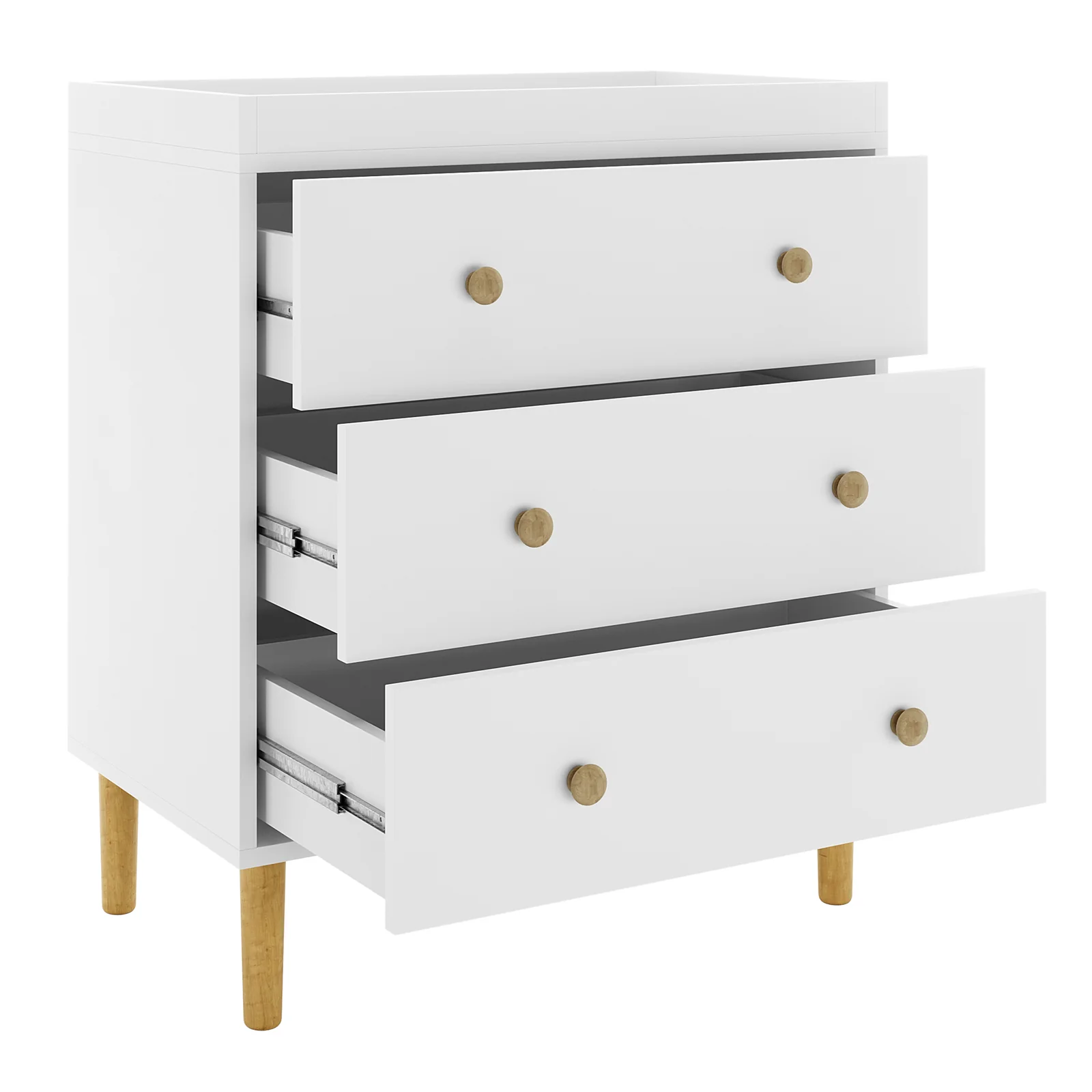Reyhan Solid Pine Nursery Change Table with Storage in White - Image 9