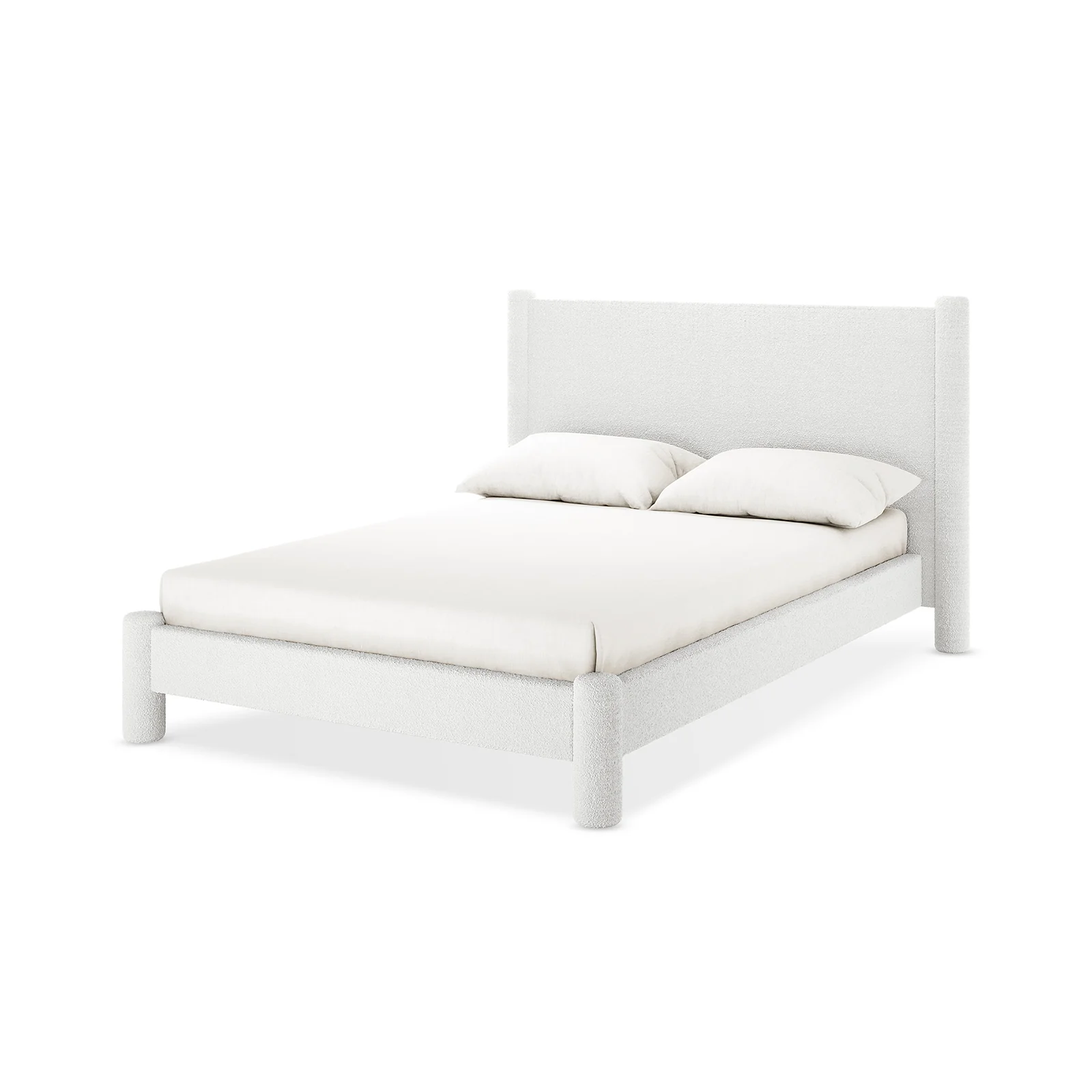 Rhoda Double Boucle Fabric Bed Frame in Cream White
