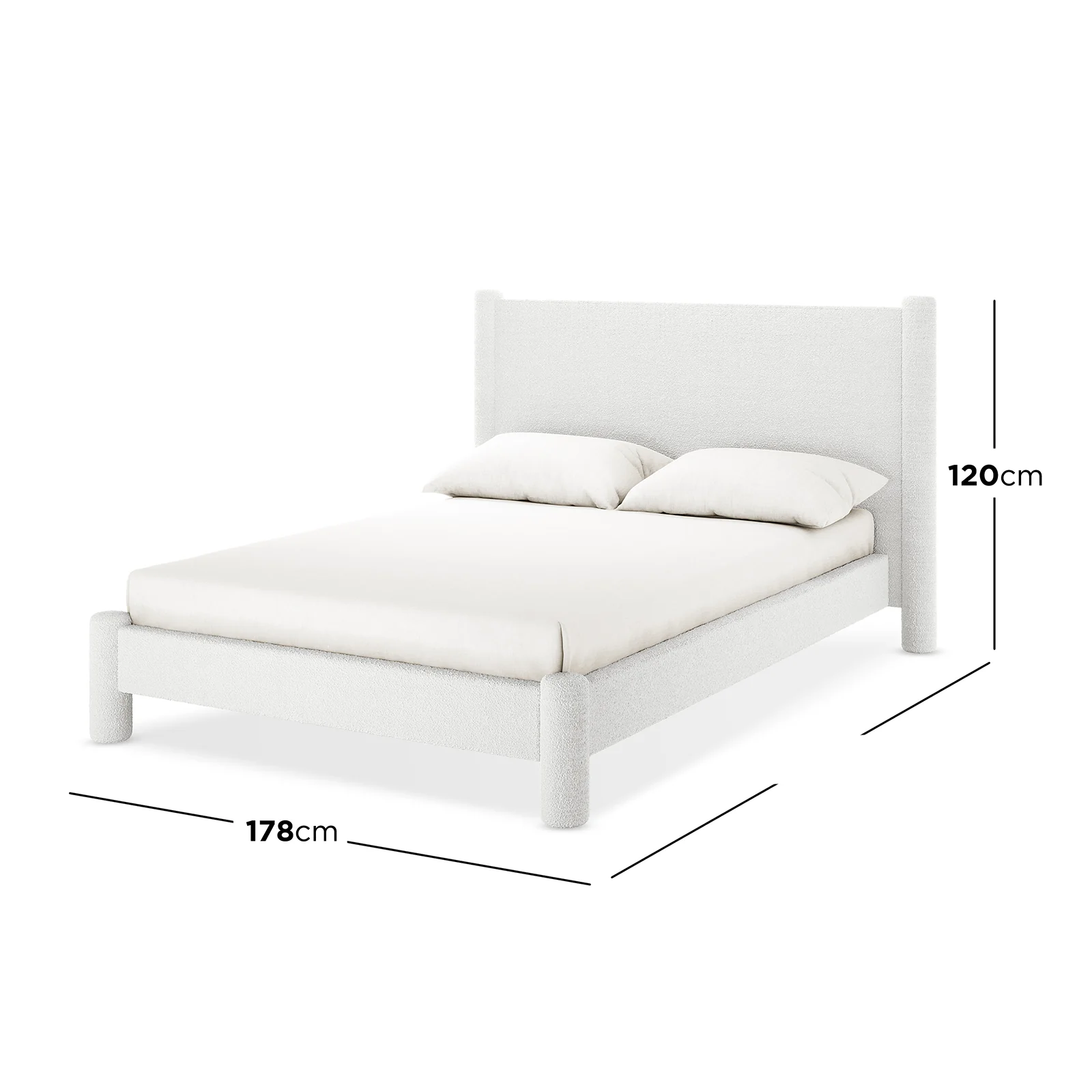 Rhoda Double Boucle Fabric Bed Frame in Cream White - Image 3