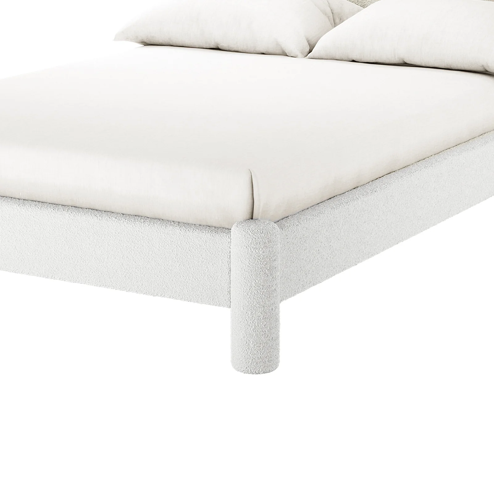 Rhoda Double Boucle Fabric Bed Frame in Cream White - Image 7