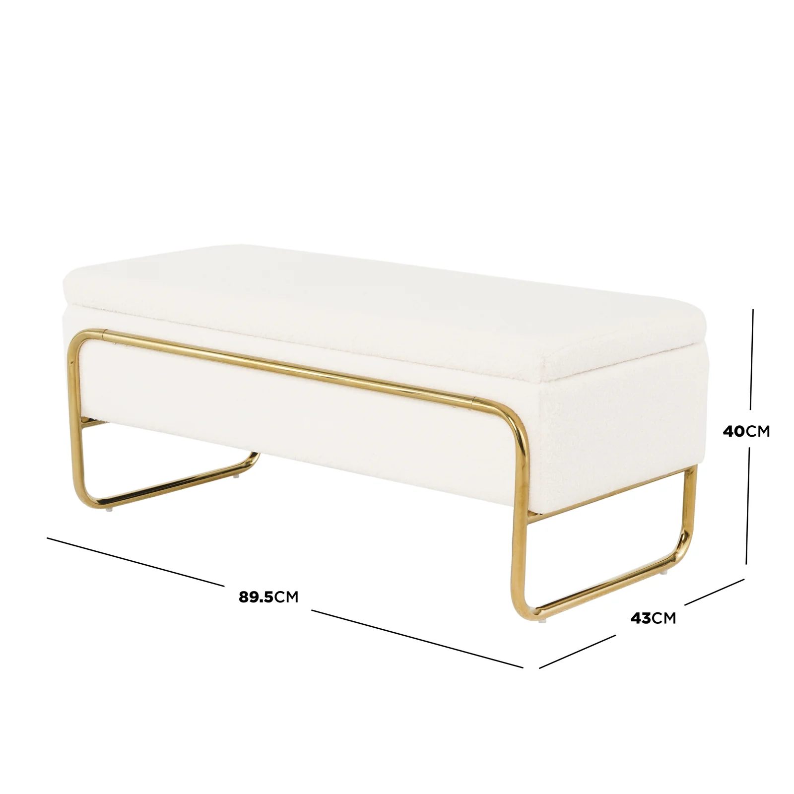 Riane Boucle Storage Ottoman in Cream White - Image 3