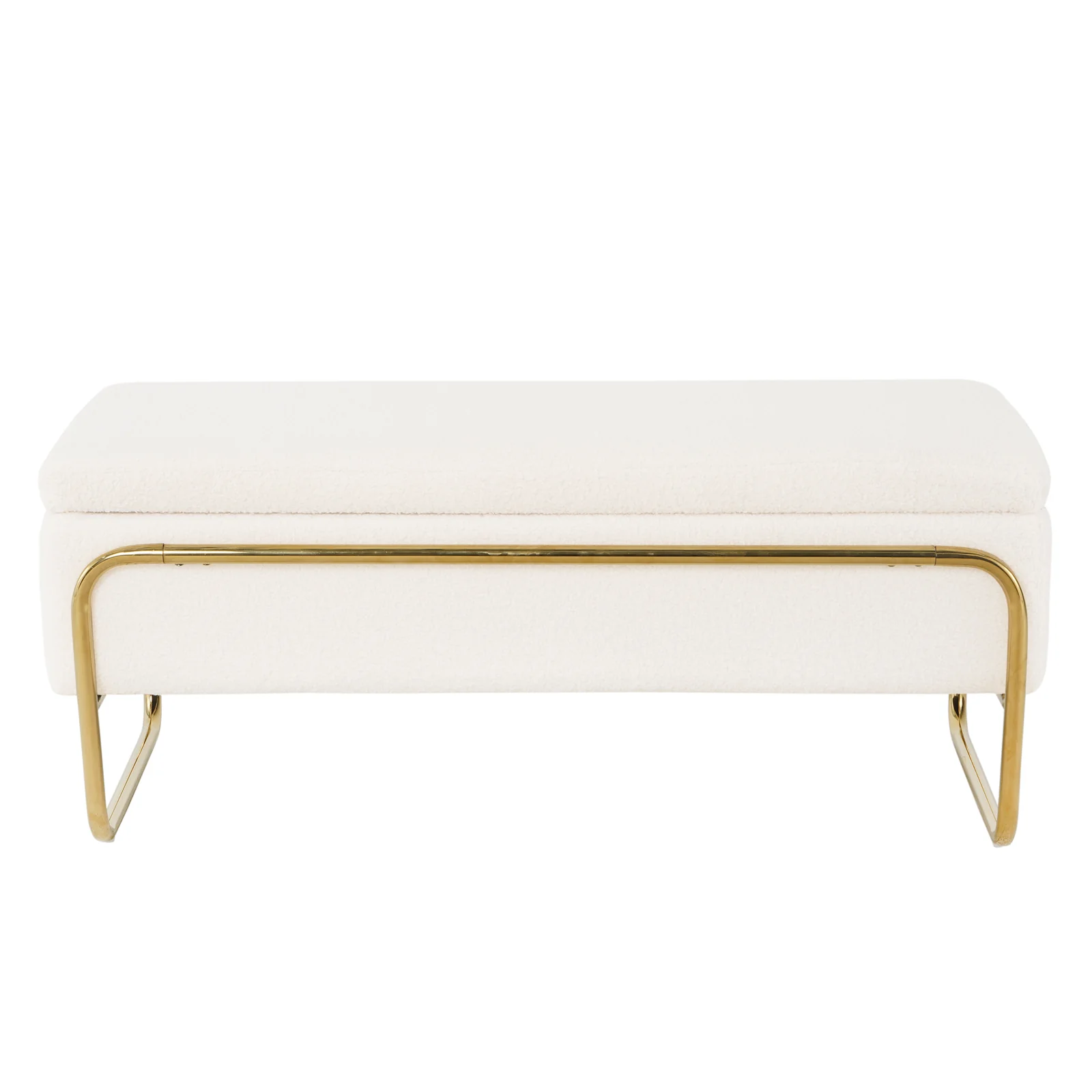 Riane Boucle Storage Ottoman in Cream White - Image 4