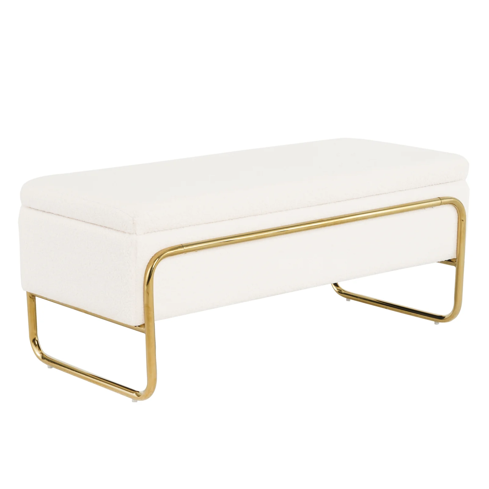 Riane Boucle Storage Ottoman in Cream White - Image 5