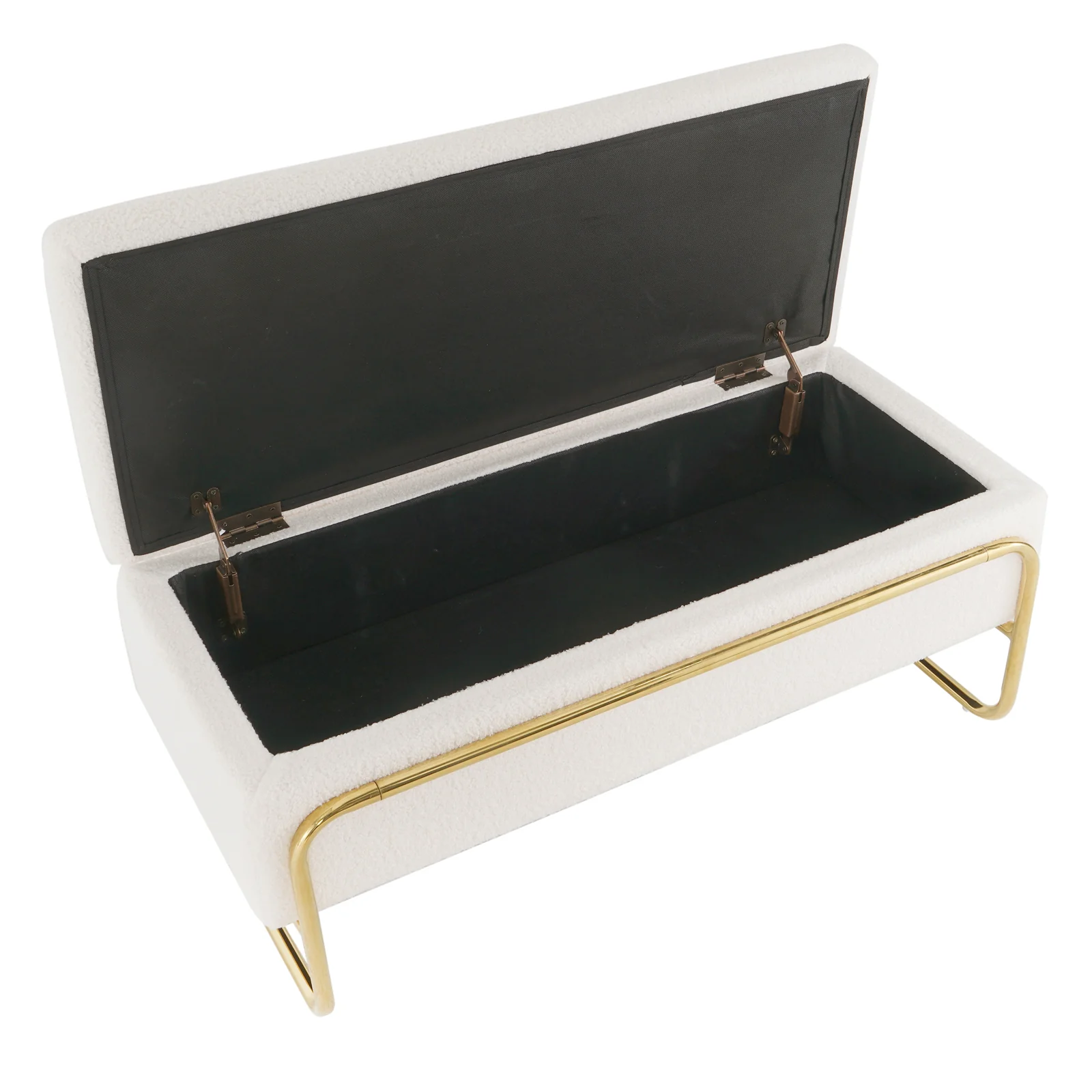 Riane Boucle Storage Ottoman in Cream White - Image 6