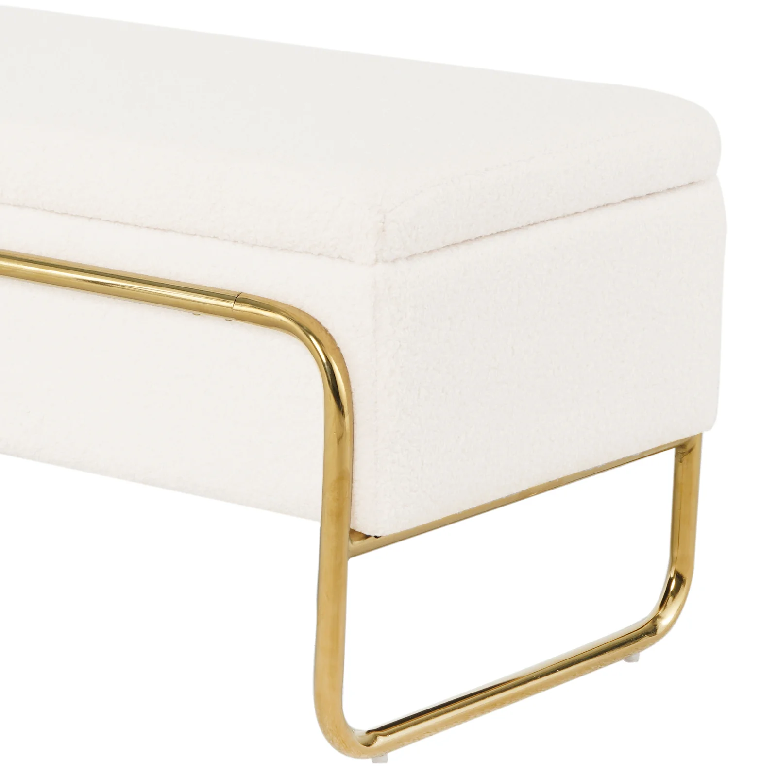 Riane Boucle Storage Ottoman in Cream White - Image 9