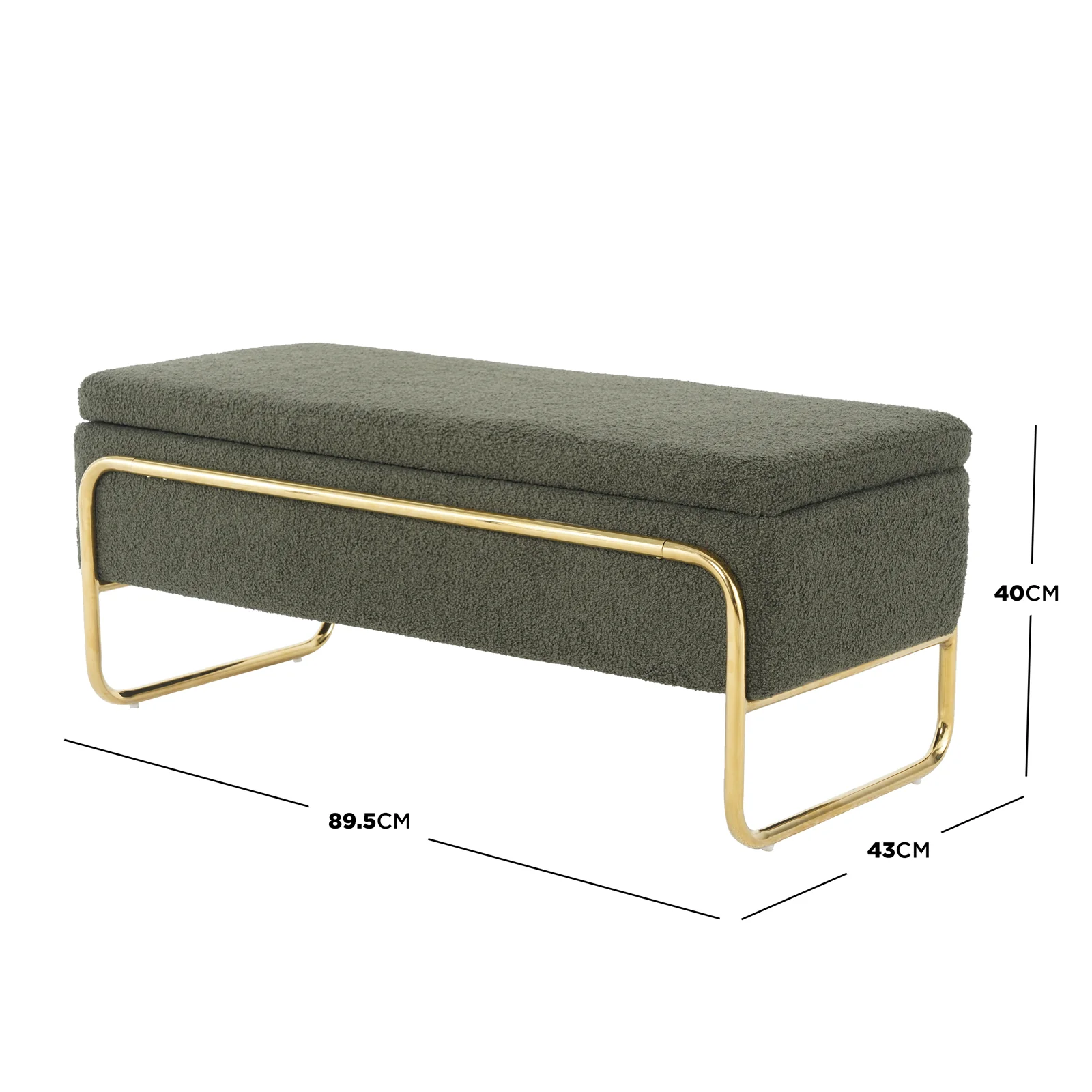 Riane Boucle Storage Ottoman in Green - Image 3