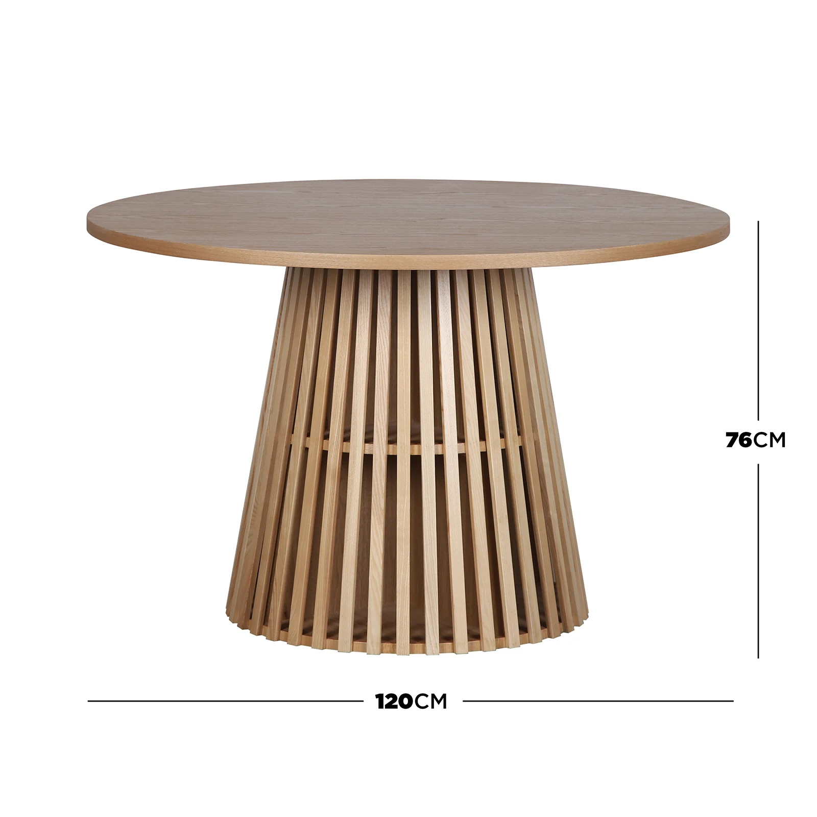 Riri 120cm Round Fluted Dining Table in Oak - Image 7
