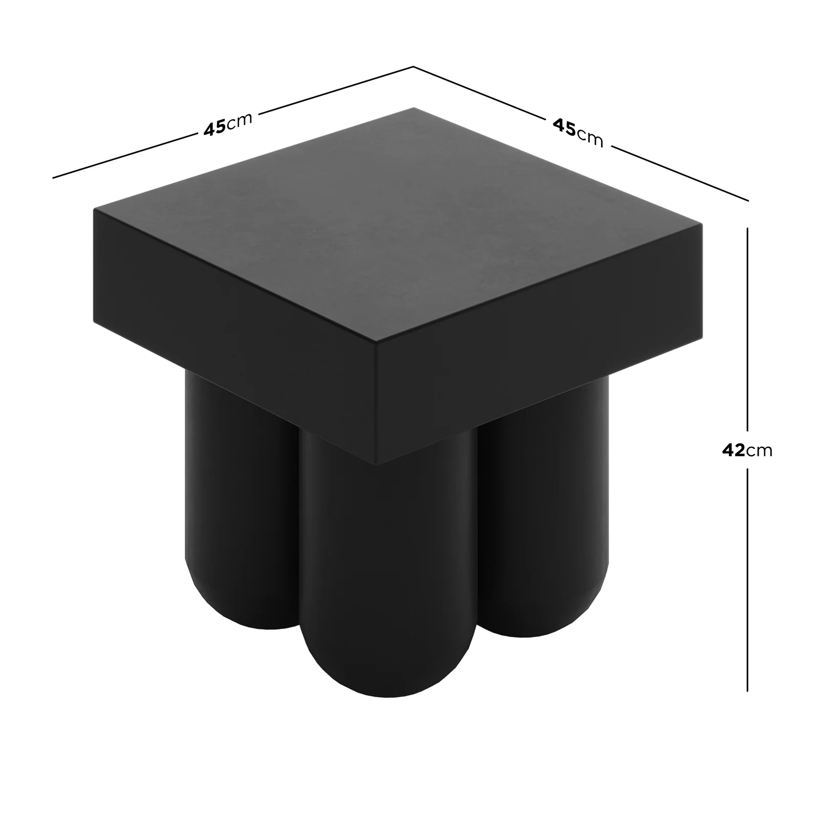 Rissa Curved Outdoor Concrete Side Table in Black - Image 3