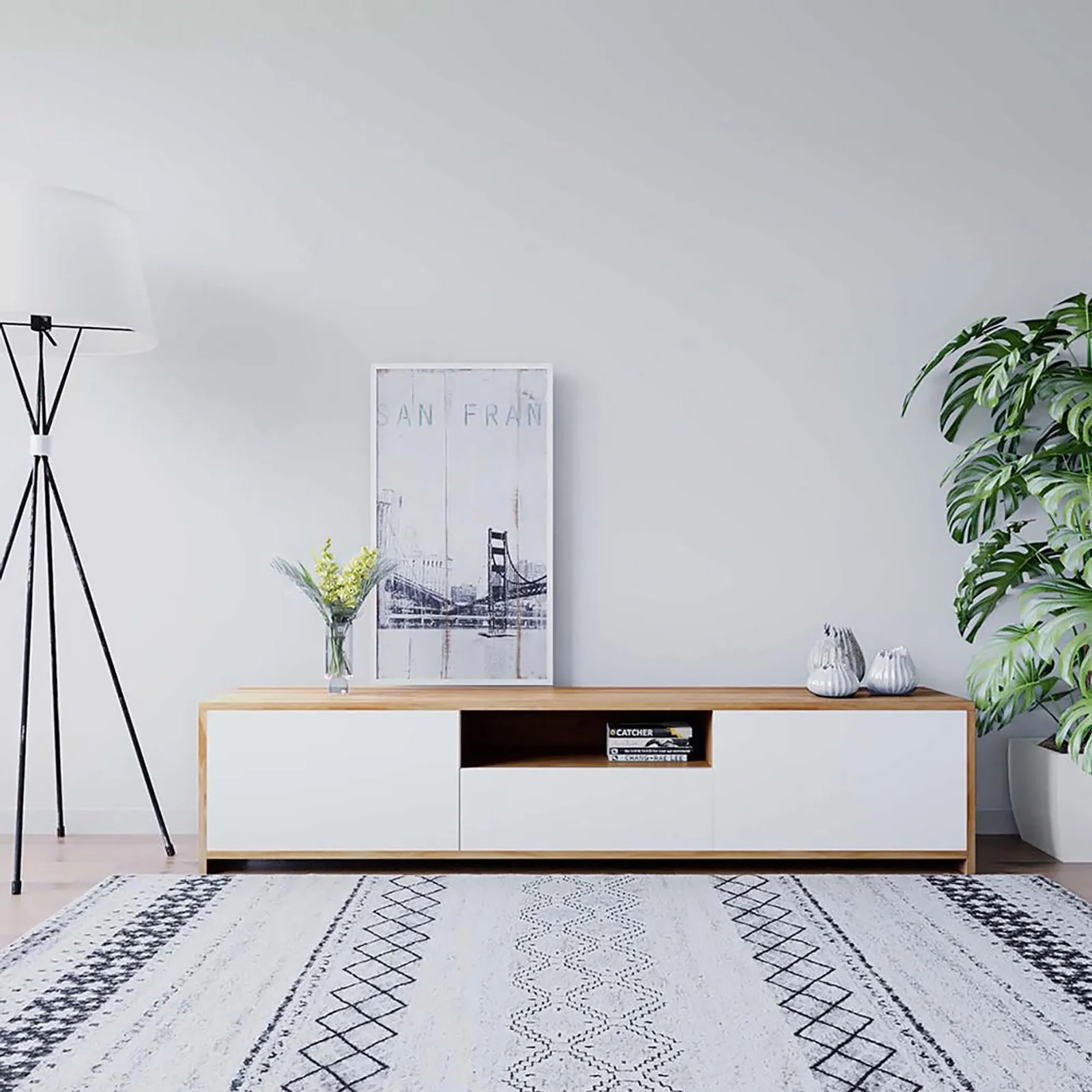 Rocco Entertainment Unit with Shelves in White - Image 3