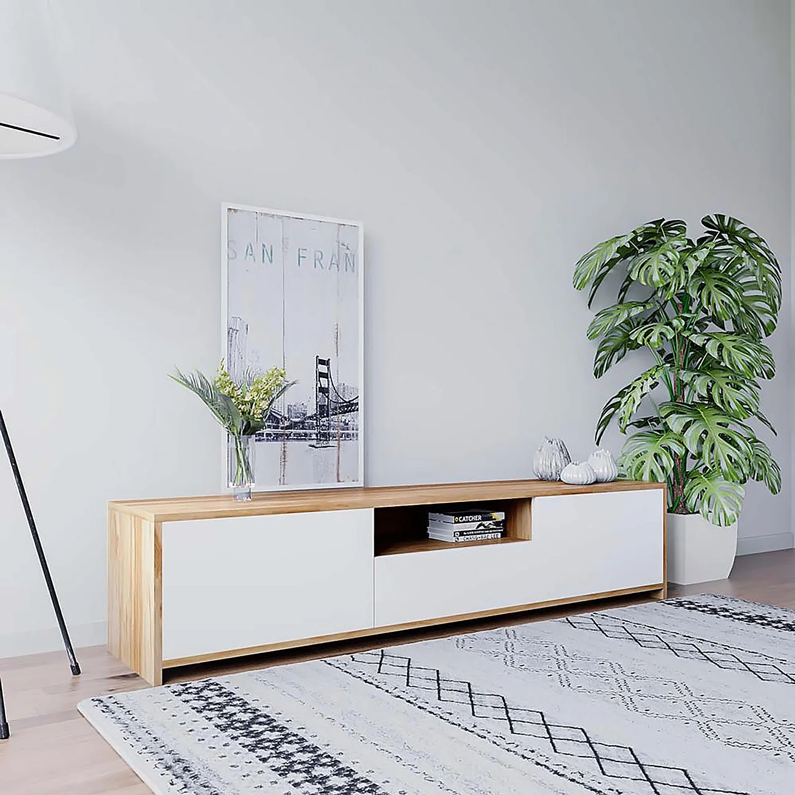 Rocco Entertainment Unit with Shelves in White - Image 4