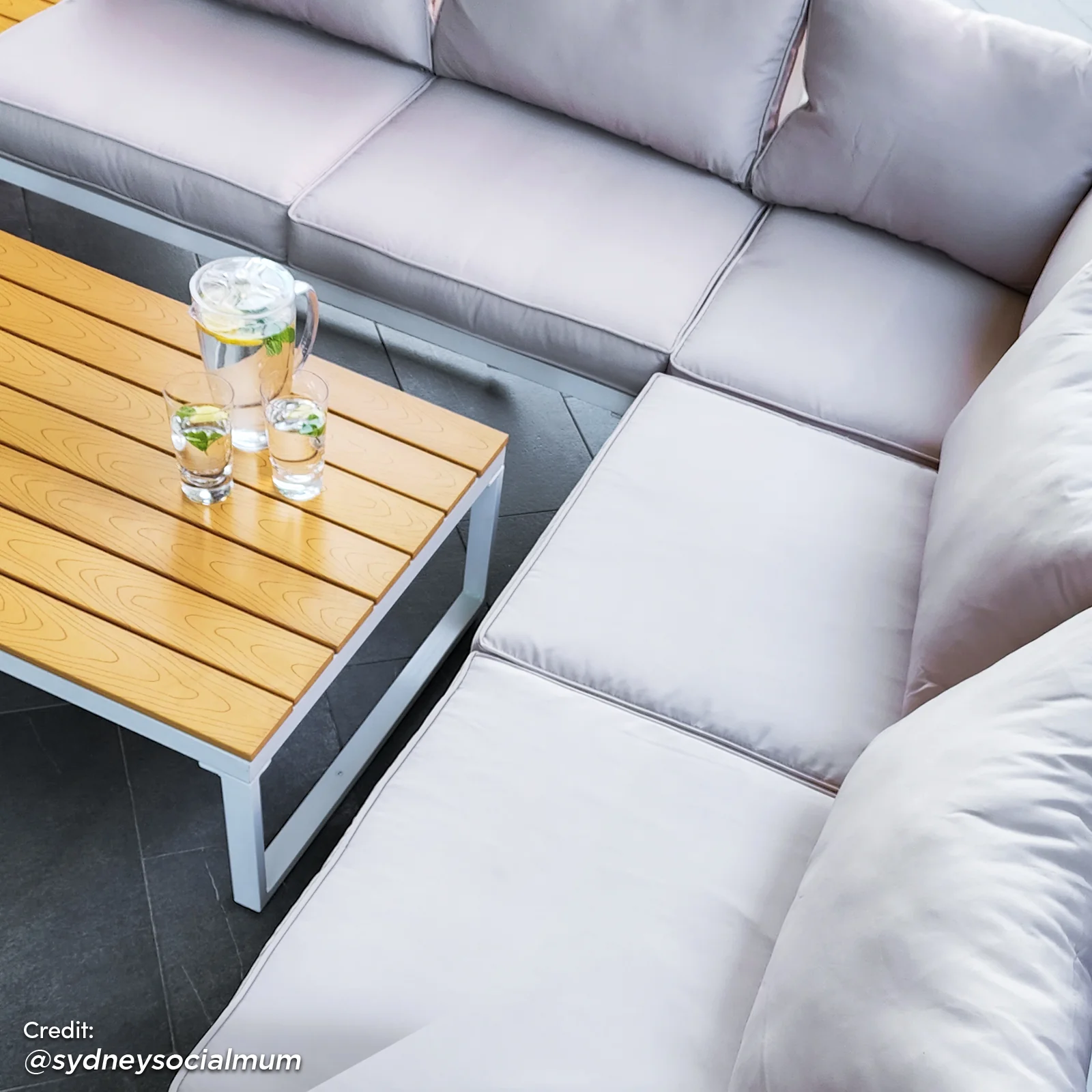 Rosa 5 Seater Corner Outdoor Sofa Set with Table in Beige - Image 10