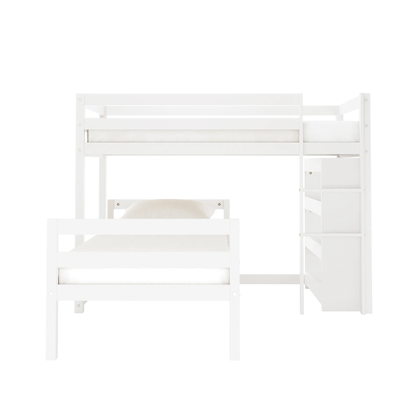 Ross Solid Pine Wood Bunk Bed with Storage in White - Image 5
