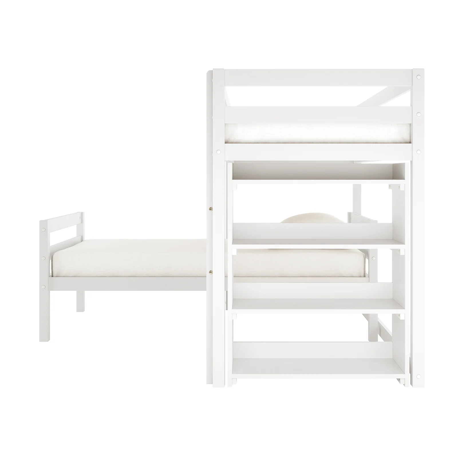Ross Solid Pine Wood Bunk Bed with Storage in White - Image 6