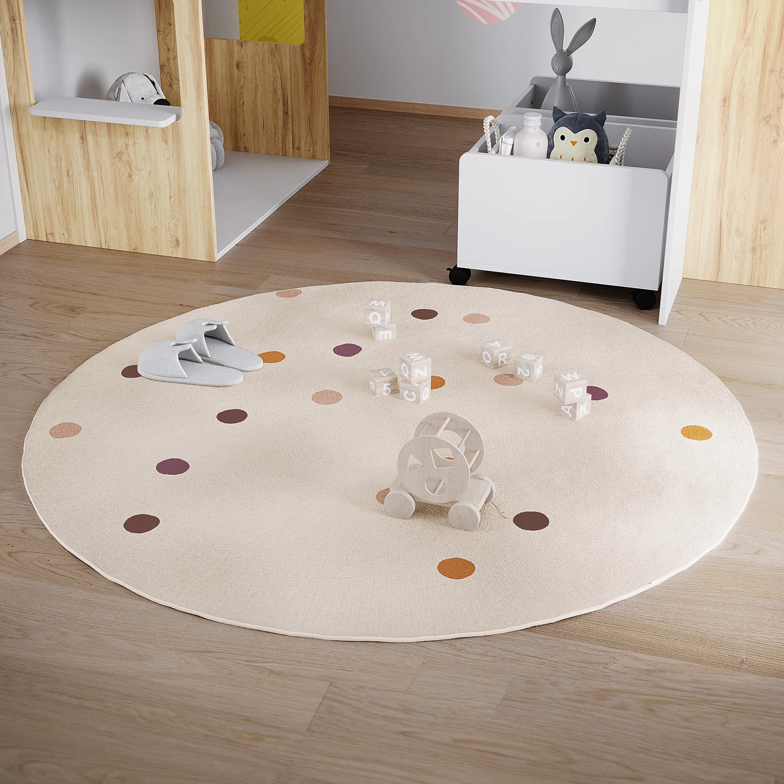 Roya 160x160cm Round Polka Dot Kids Indoor Rug - Image 2