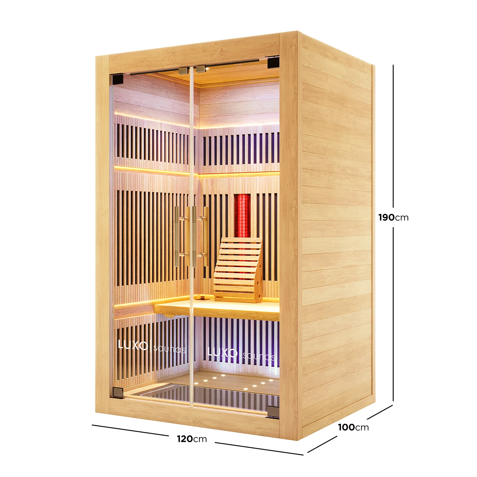 Runko 2 Person Full Spectrum Infrared Sauna with Floor Heaters - Image 3