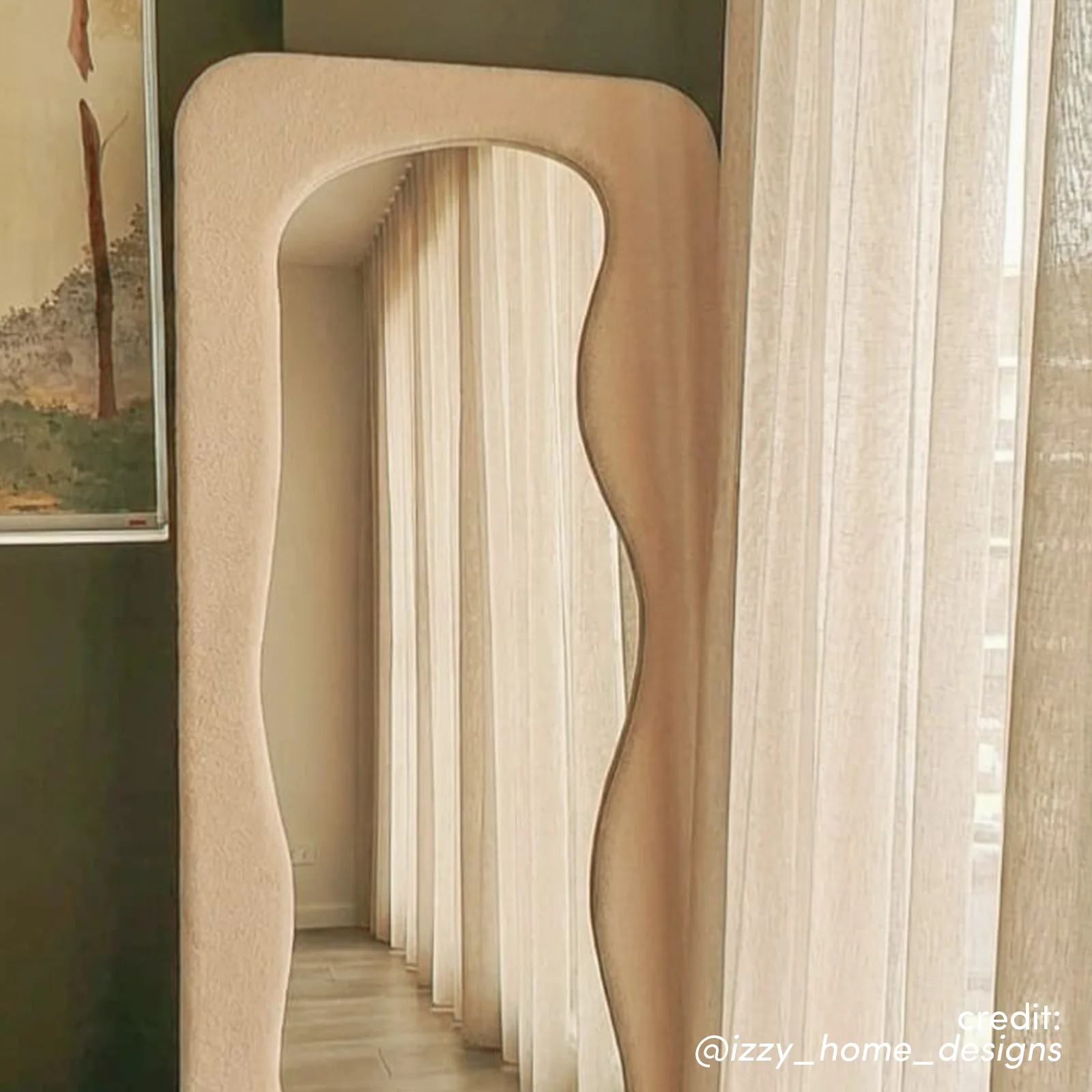 Sabrina 180cm Curved Full Length Mirror in Beige - Image 6