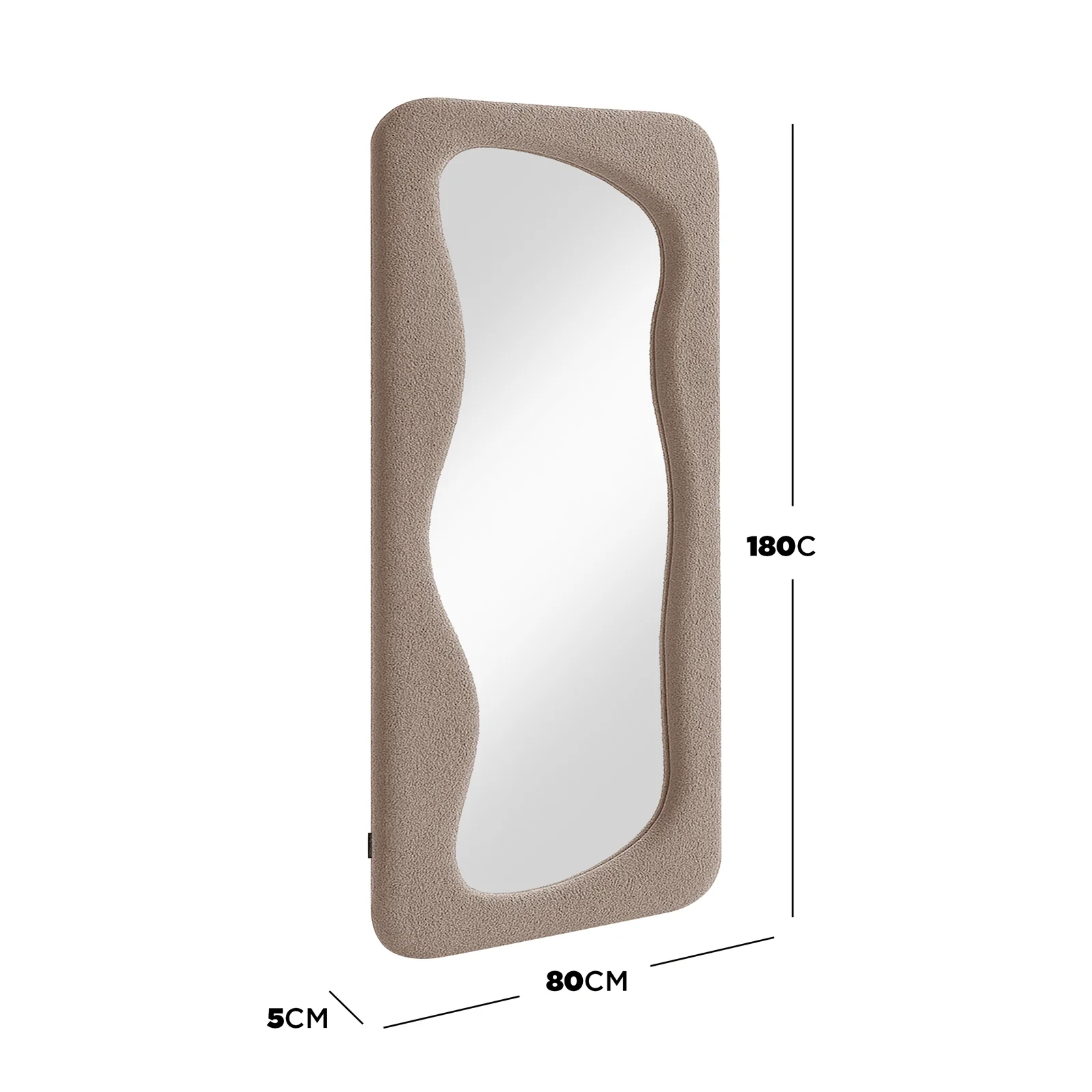 Sabrina 180cm Curved Full Length Mirror in Taupe Brown - Image 3