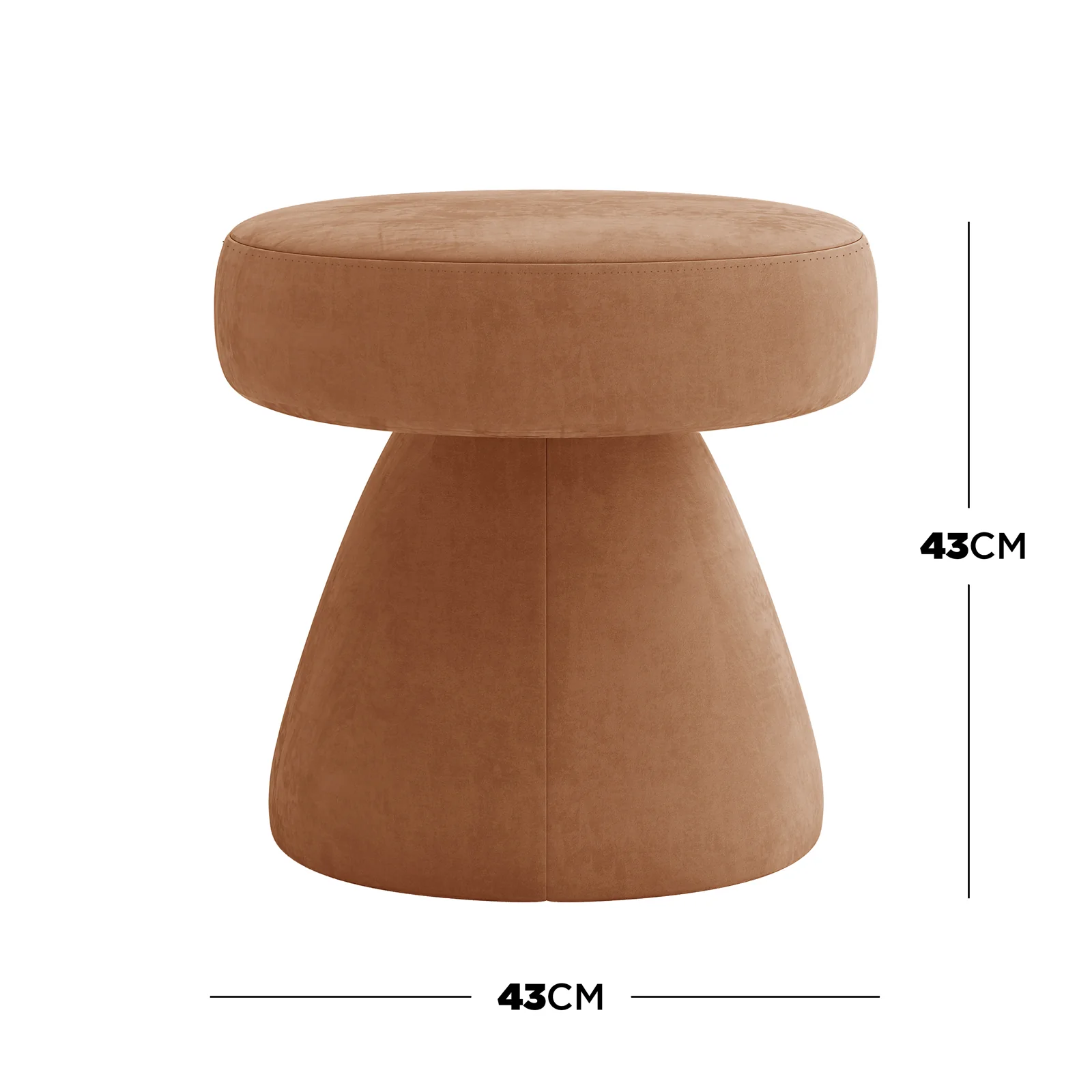 Sadi Curved Velvet Fabric Ottoman in Burnt Orange - Image 3