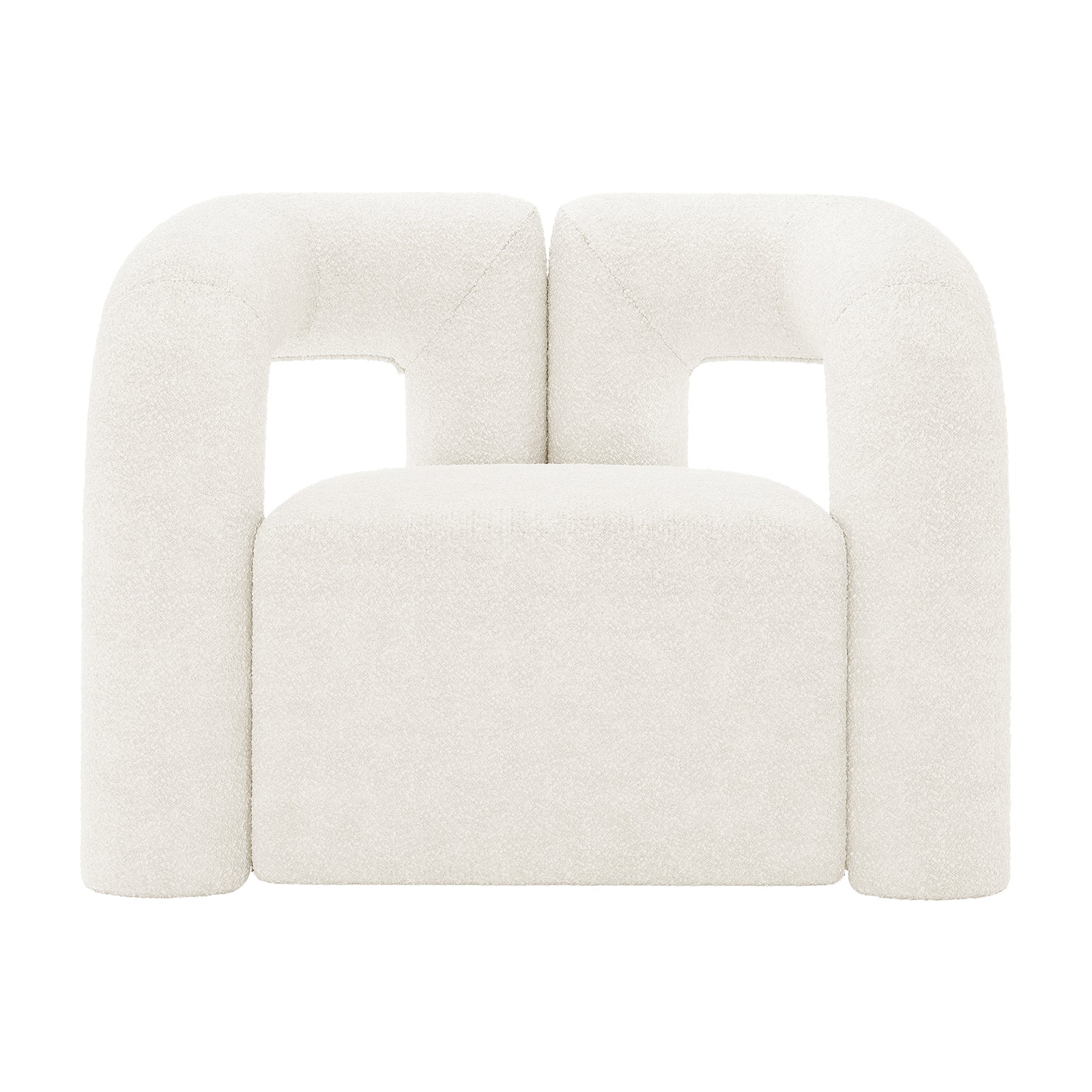 Safi Boucle Curved Accent Chair in Eggshell White - Image 4