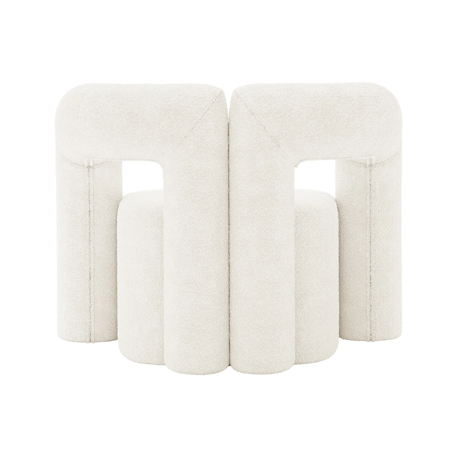 Safi Boucle Curved Accent Chair in Eggshell White - Image 7