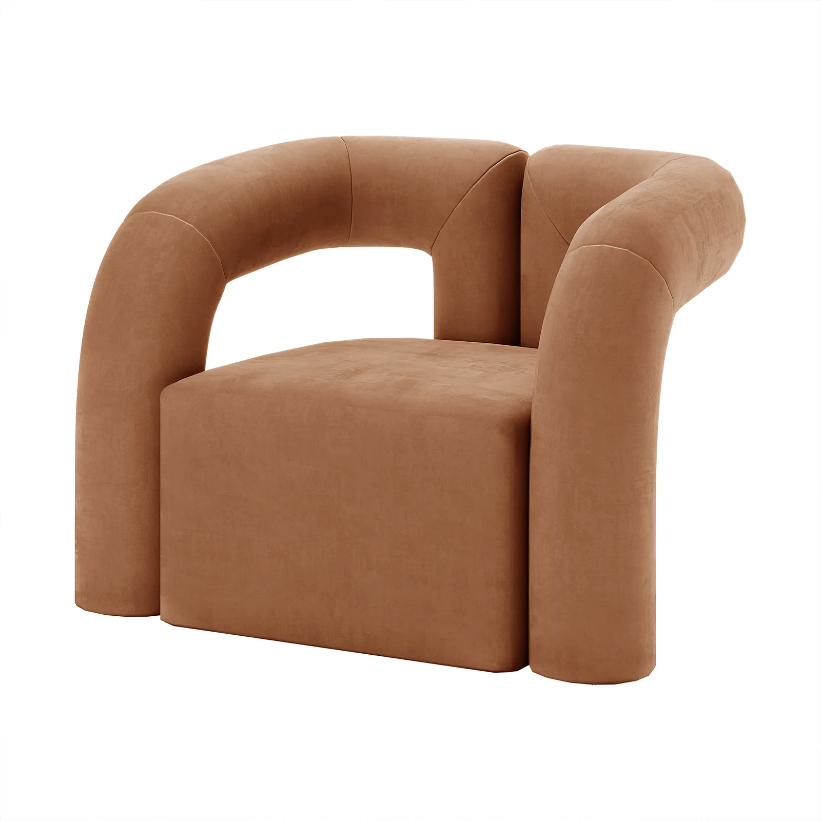 Safi Velvet Curved Accent Chair in Burnt Orange