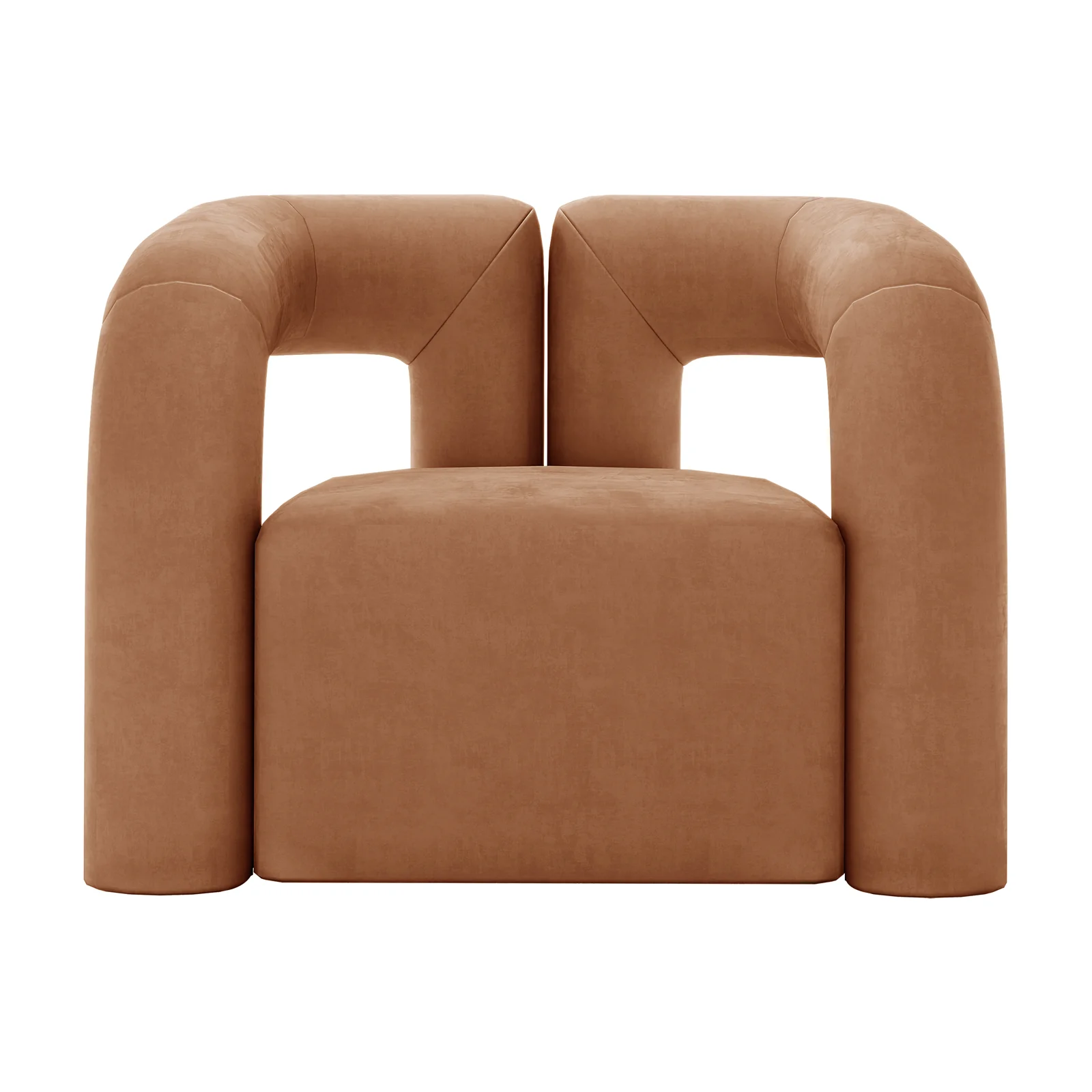 Safi Velvet Curved Accent Chair in Burnt Orange - Image 4