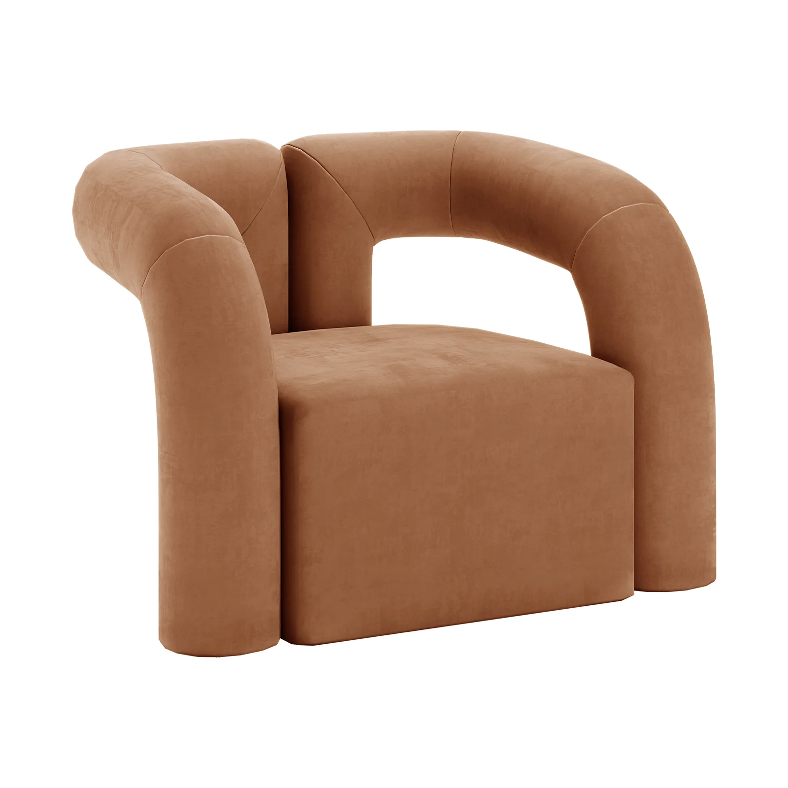 Safi Velvet Curved Accent Chair in Burnt Orange - Image 5