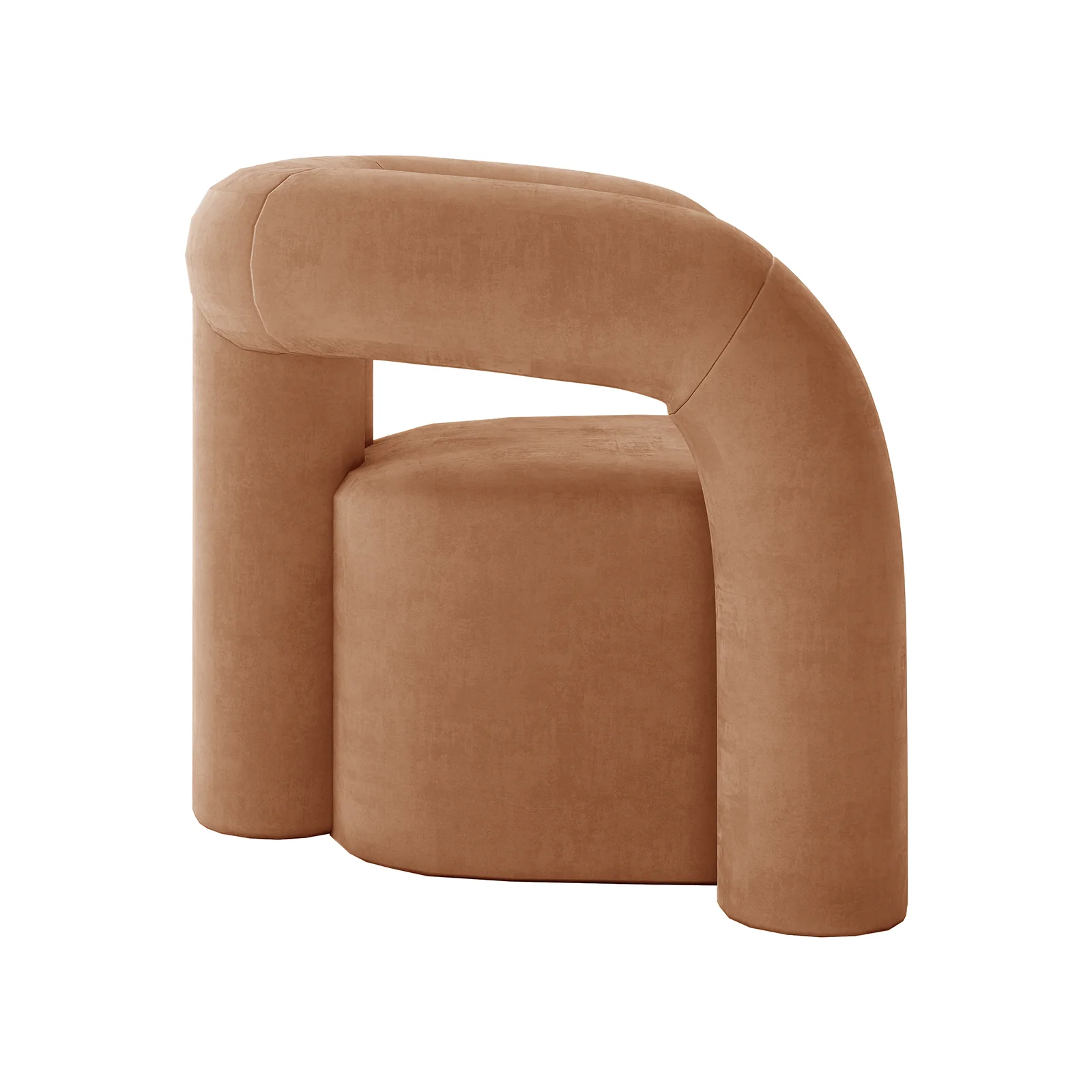 Safi Velvet Curved Accent Chair in Burnt Orange - Image 6
