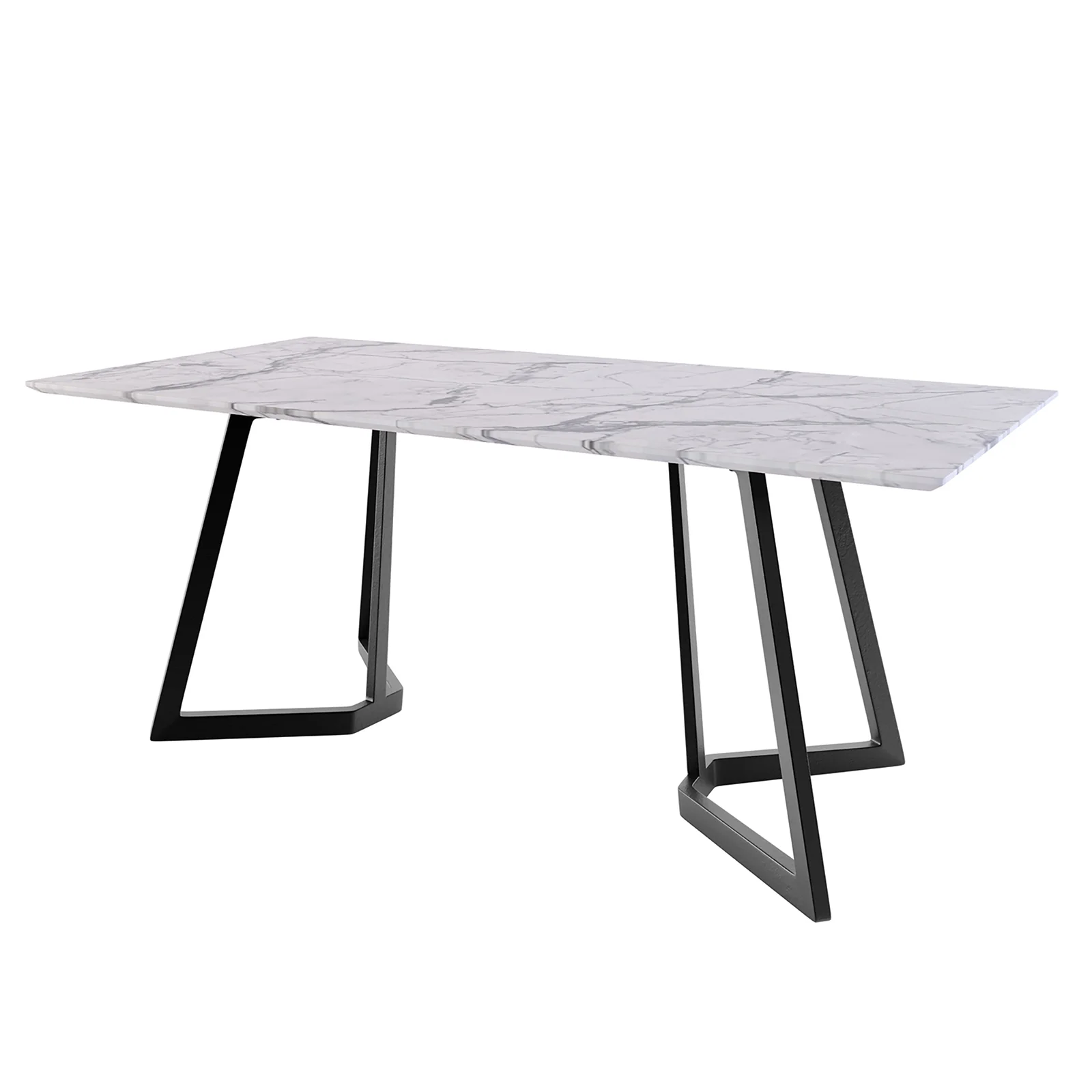 Salen 180cm 6 Seater Dining Table in White Marble - Image 6