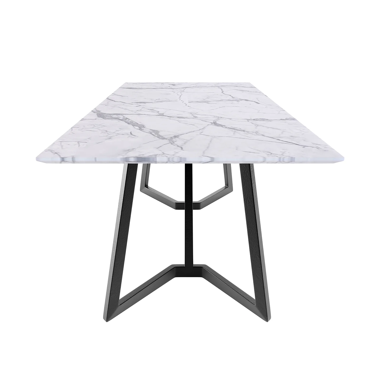 Salen 180cm 6 Seater Dining Table in White Marble - Image 7