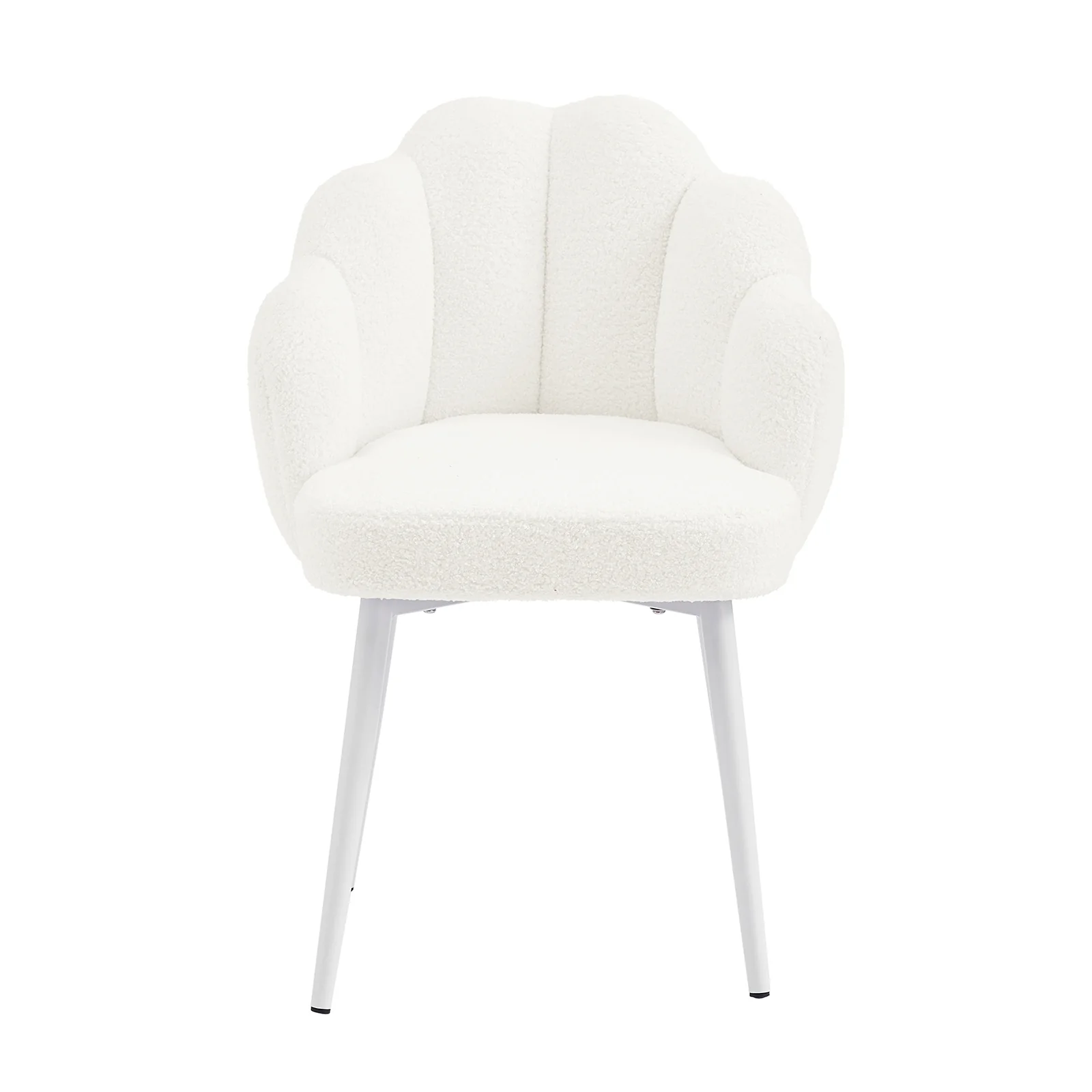 Sally Scalloped Boucle Dining Chair Set of 2 in Cream White - Image 4